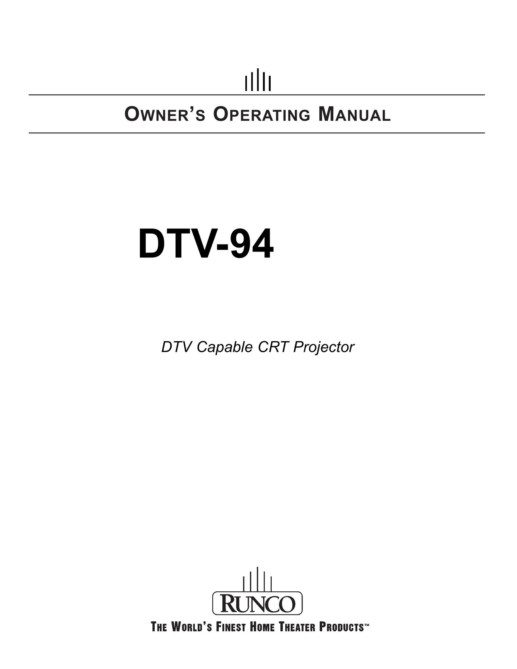 Runco DTV-940/943 CRT Television User Manual