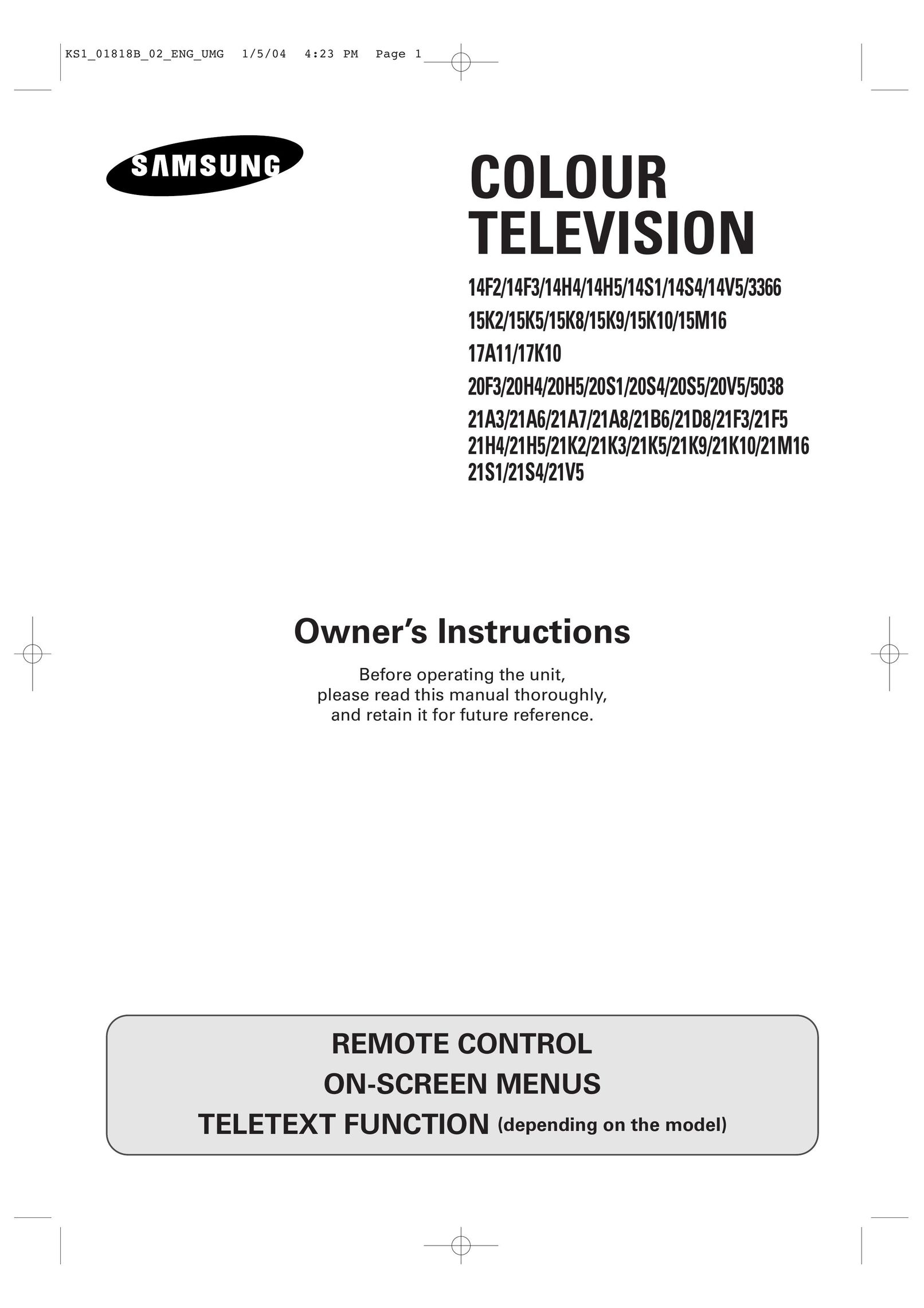 Samsung 17K10 CRT Television User Manual