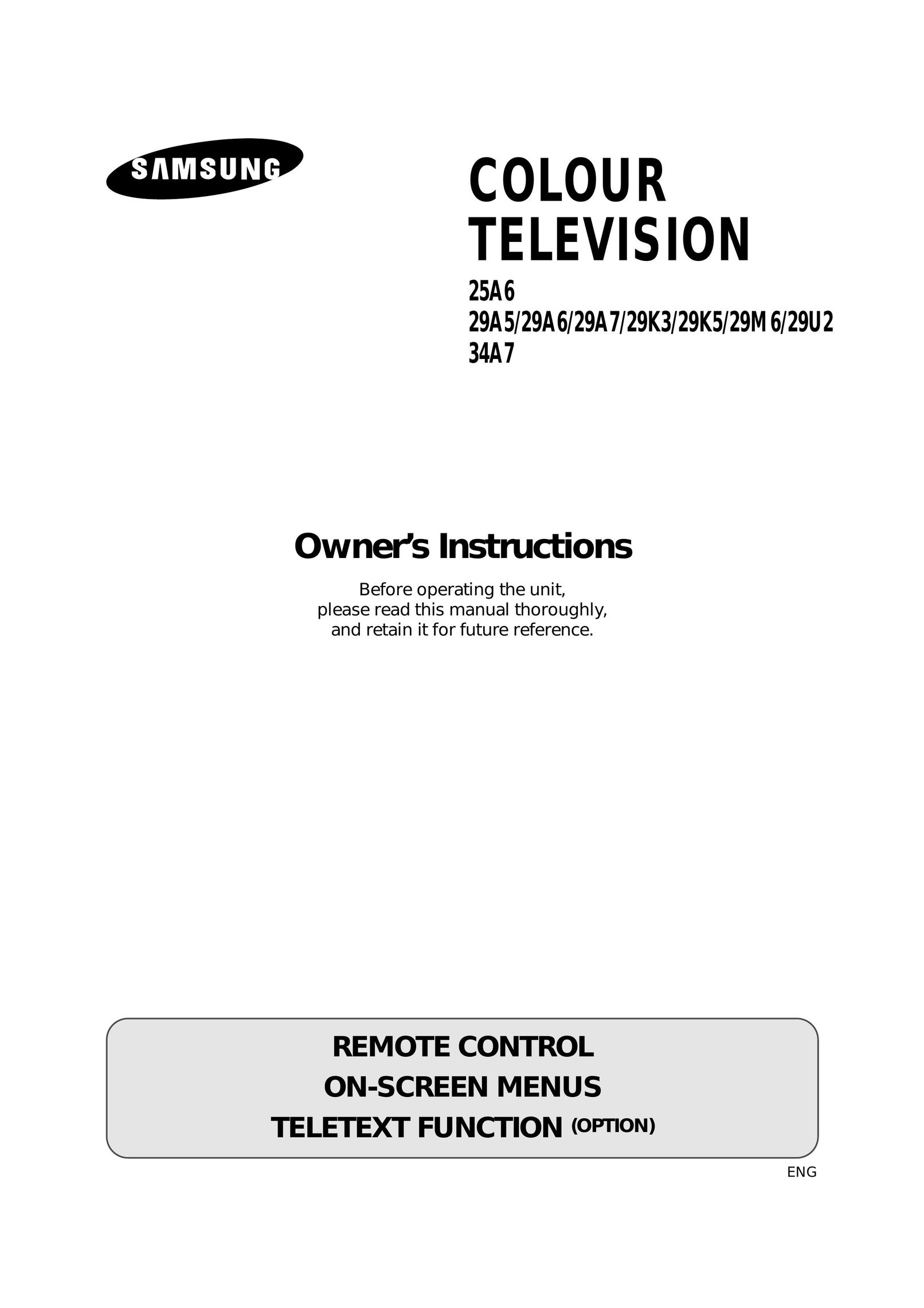 Samsung 25A6, 29A5, 29A6, 29A7, 29K3, 29K5, 29M6, 29U2, 34A7 CRT Television User Manual