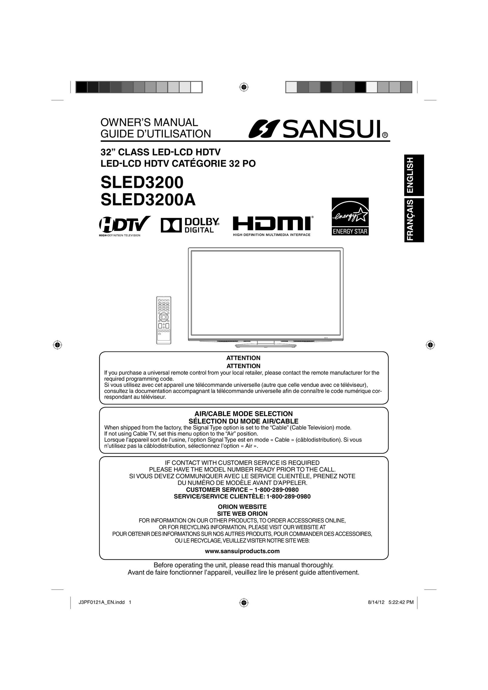 Sansui SLED3200 CRT Television User Manual