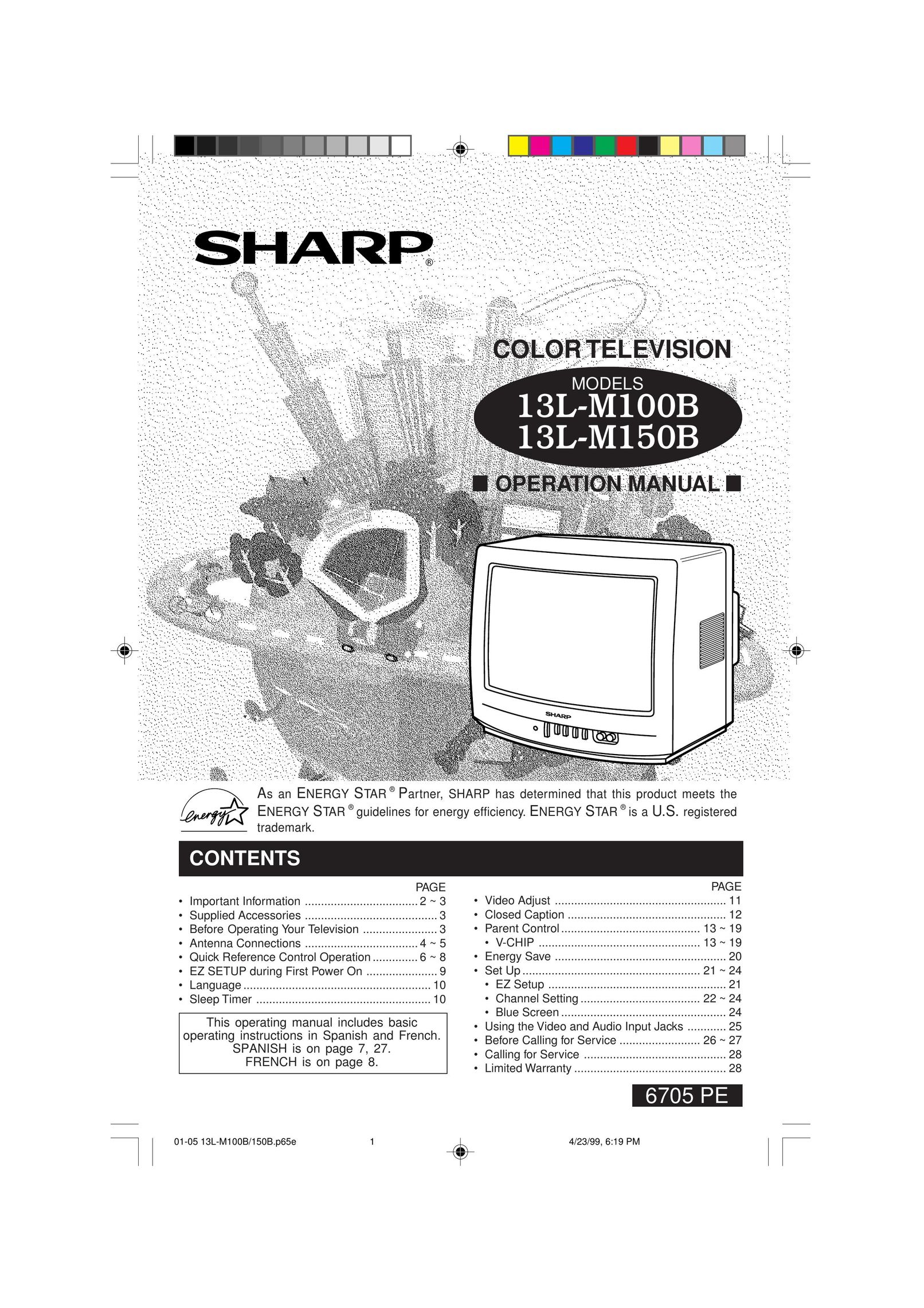 Sharp 13L-M100B CRT Television User Manual