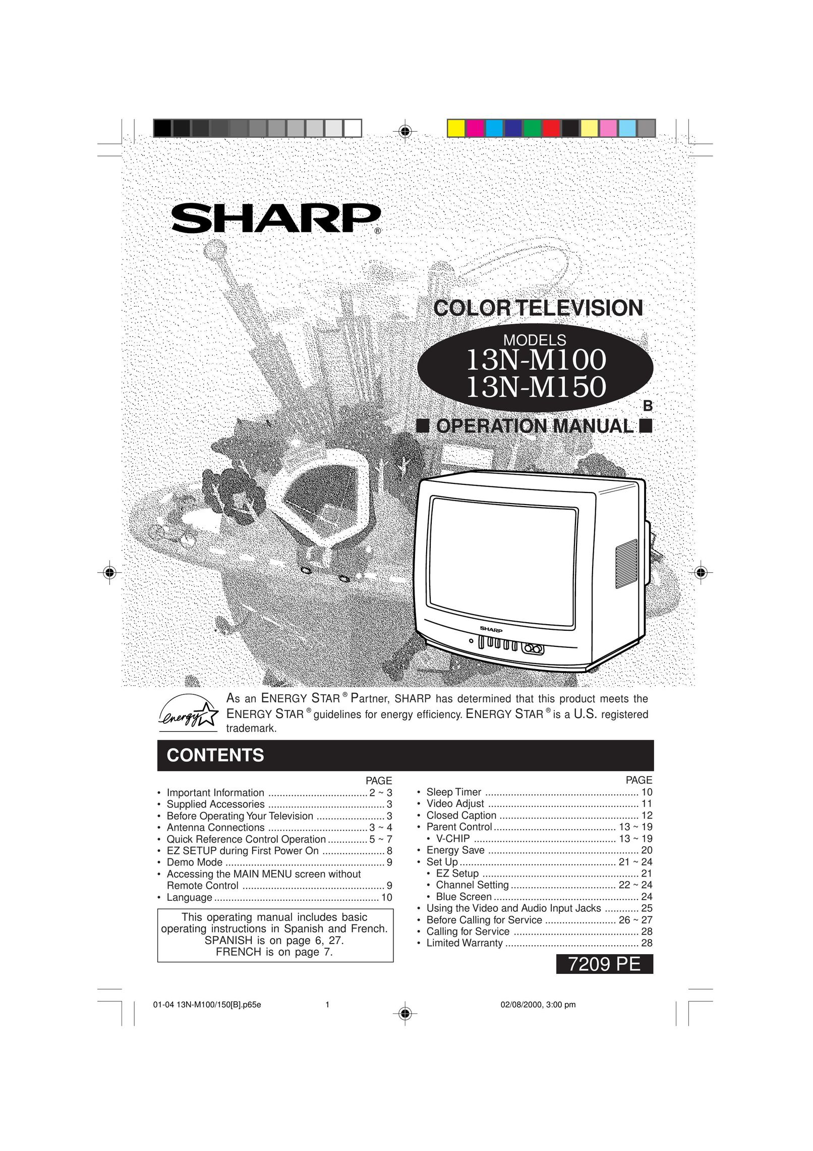 Sharp 13N-M100 CRT Television User Manual