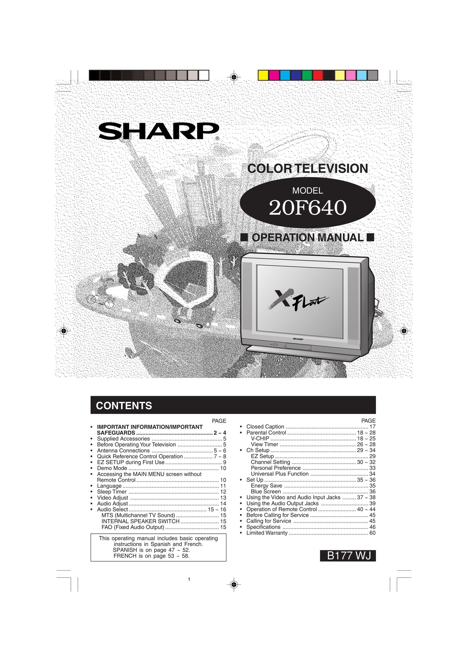 Sharp 20F640 CRT Television User Manual