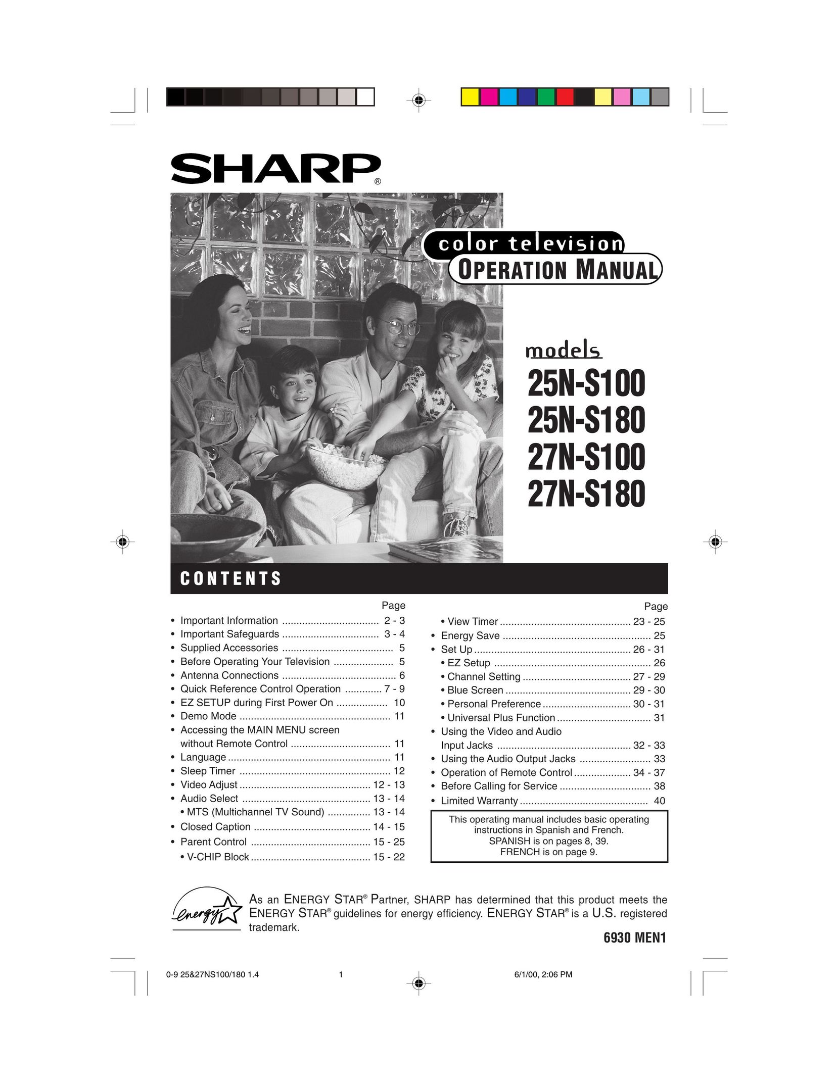 Sharp 25N S100 CRT Television User Manual