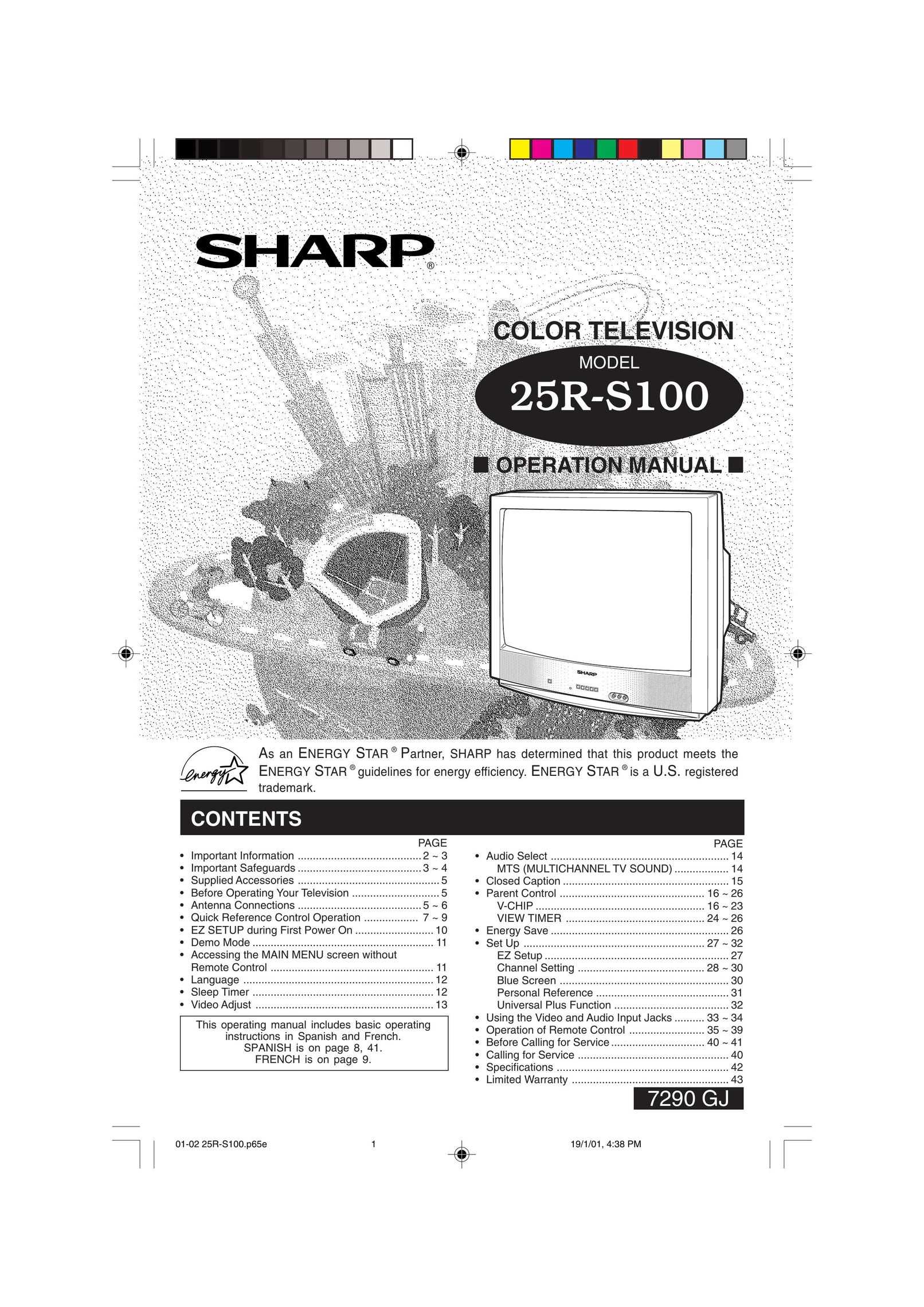 Sharp 25R S100 CRT Television User Manual