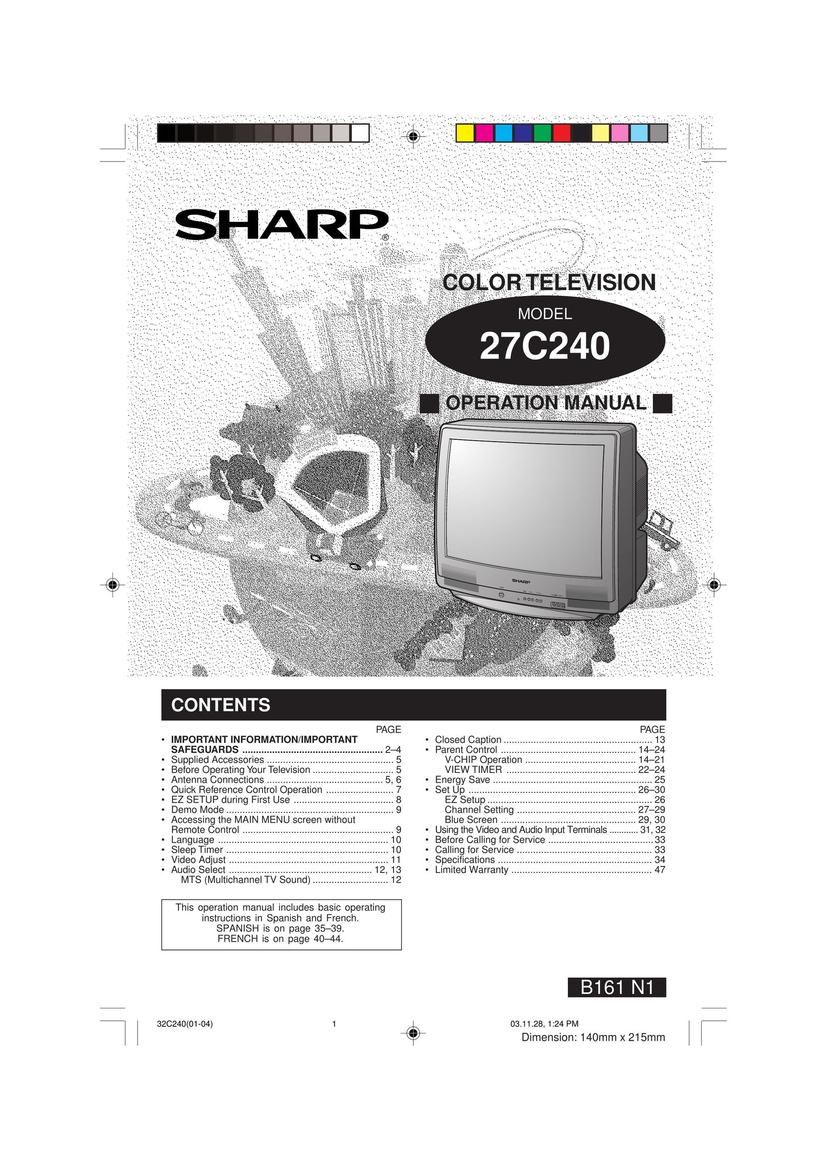 Sharp 27C240 CRT Television User Manual