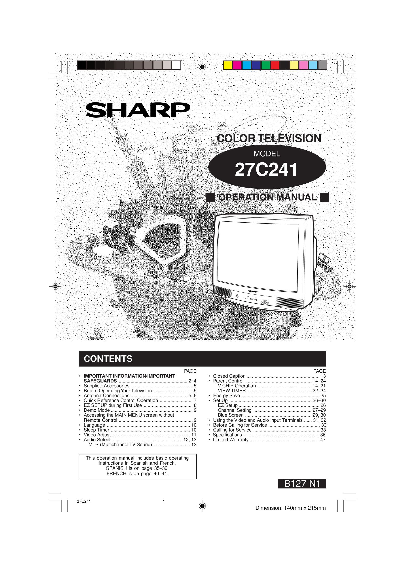 Sharp 27C241 CRT Television User Manual