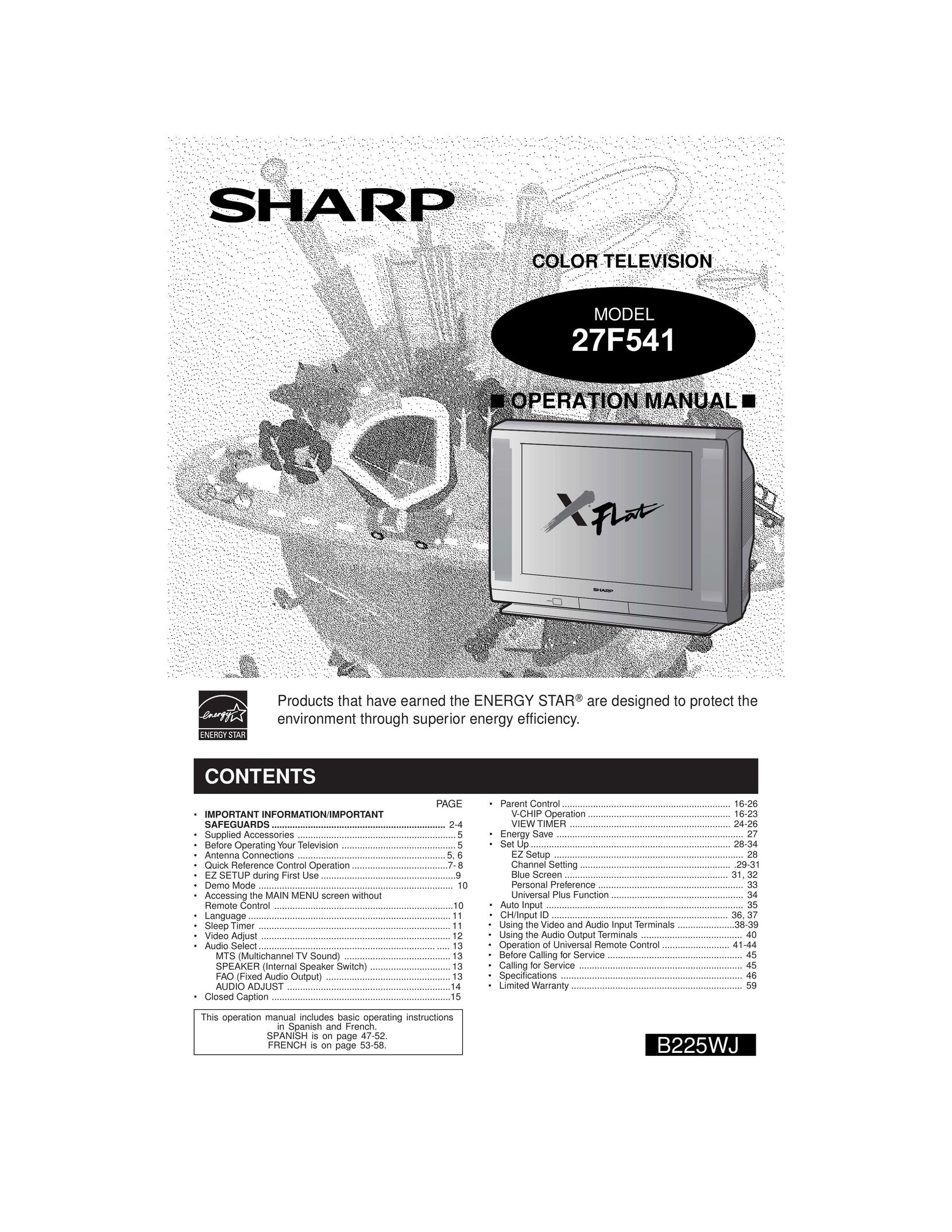 Sharp 27F541 CRT Television User Manual