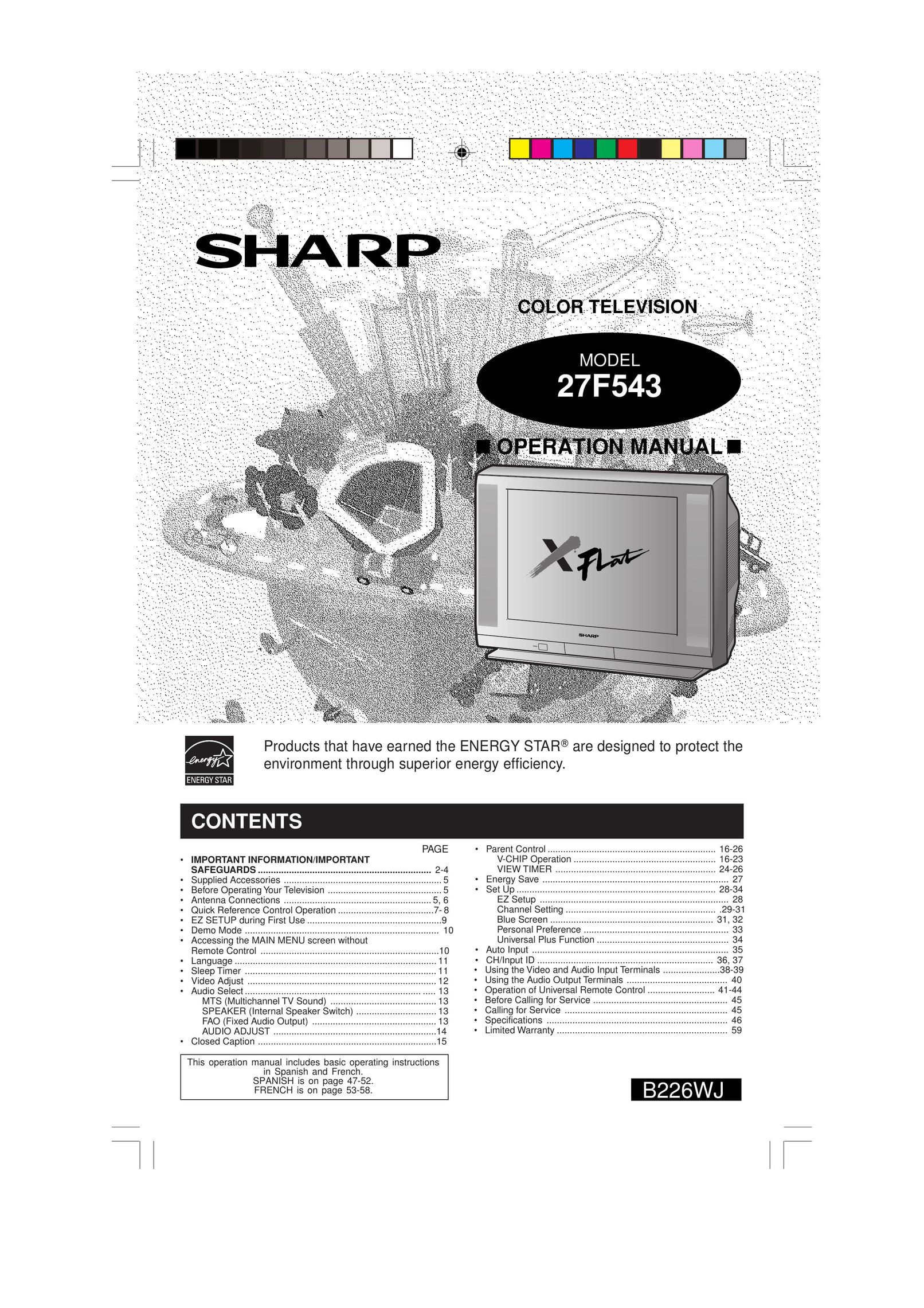 Sharp 27F543 CRT Television User Manual