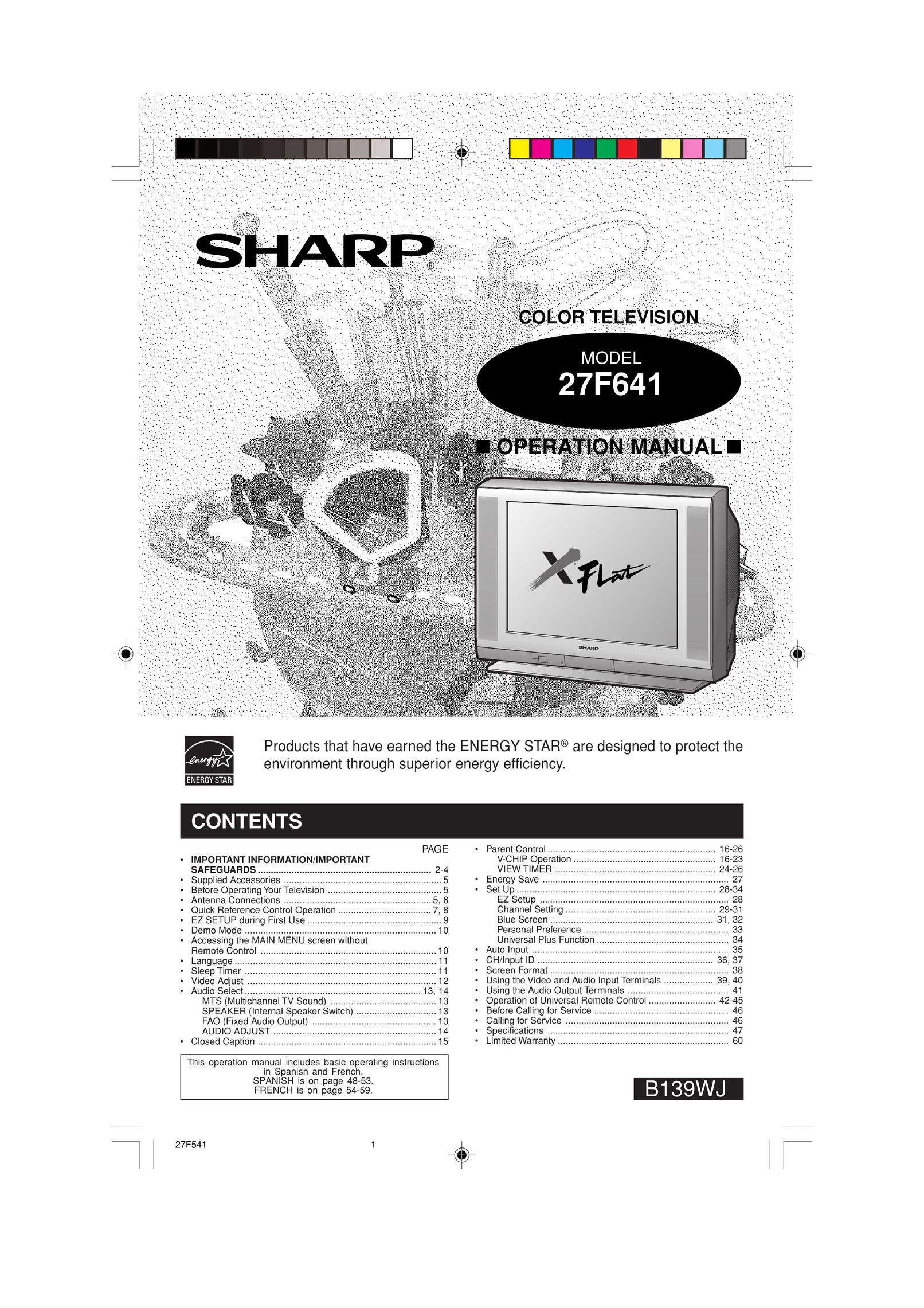 Sharp 27F641 CRT Television User Manual