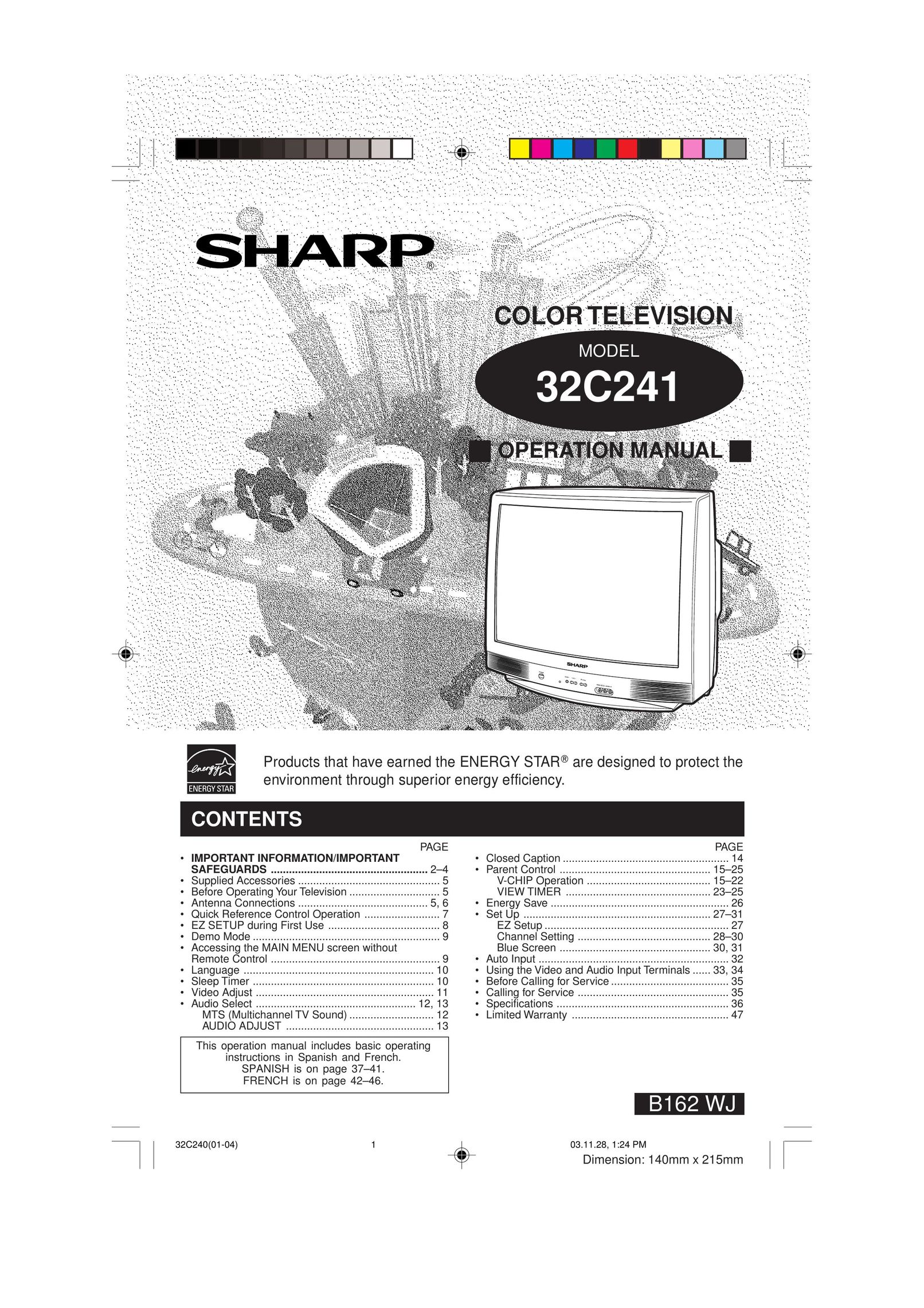 Sharp 32C241 CRT Television User Manual