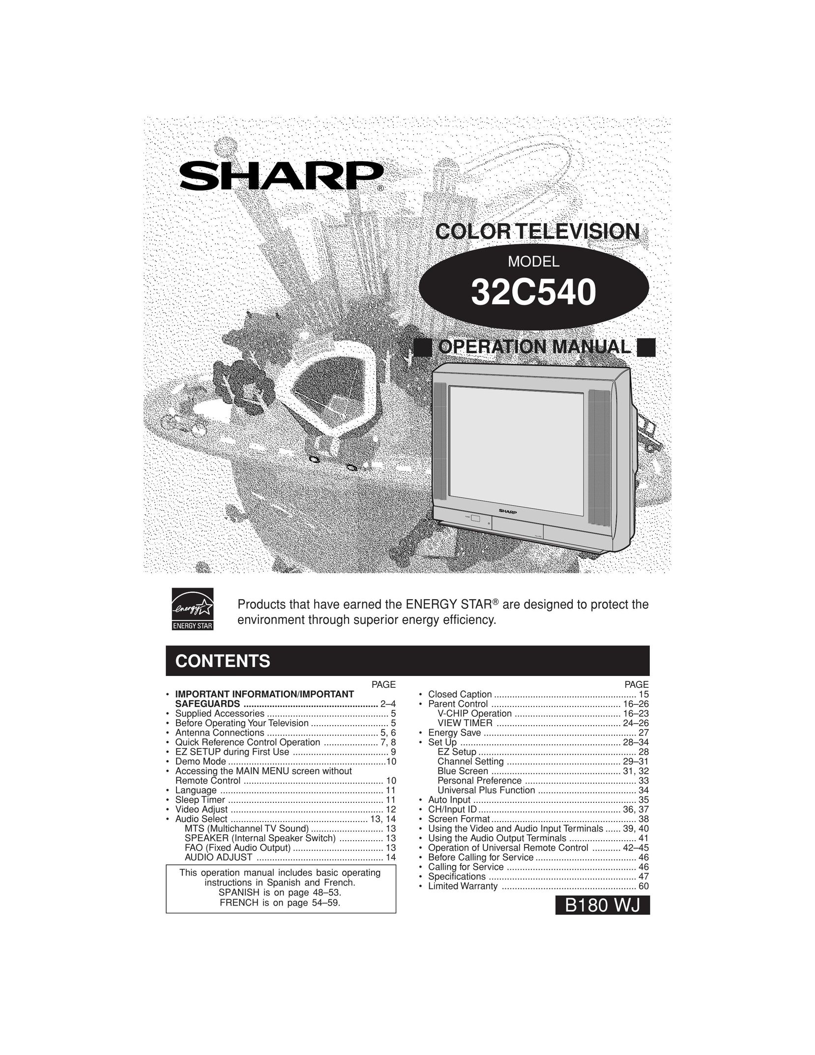 Sharp 32C540 CRT Television User Manual