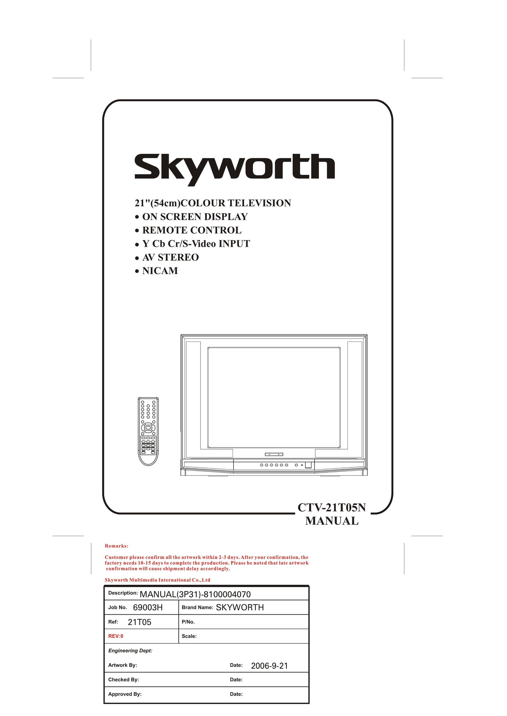 Skyworth CTV-21T05N CRT Television User Manual