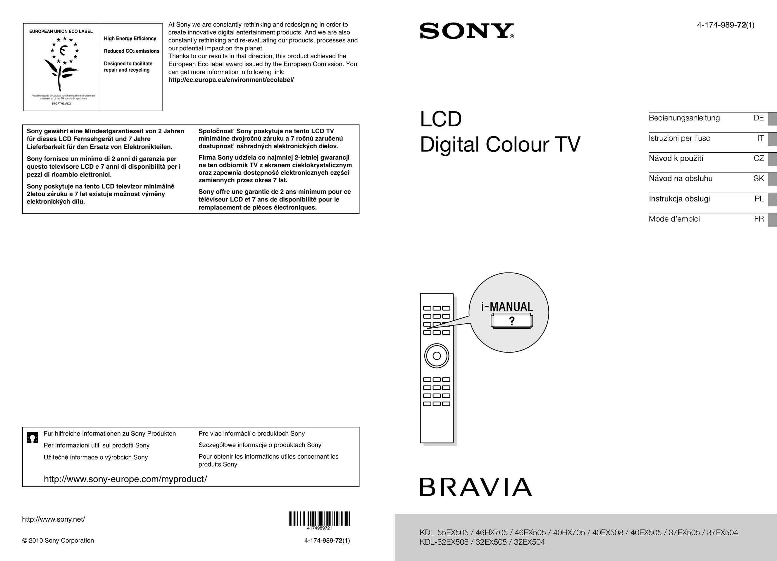 Sony 37EX505 CRT Television User Manual