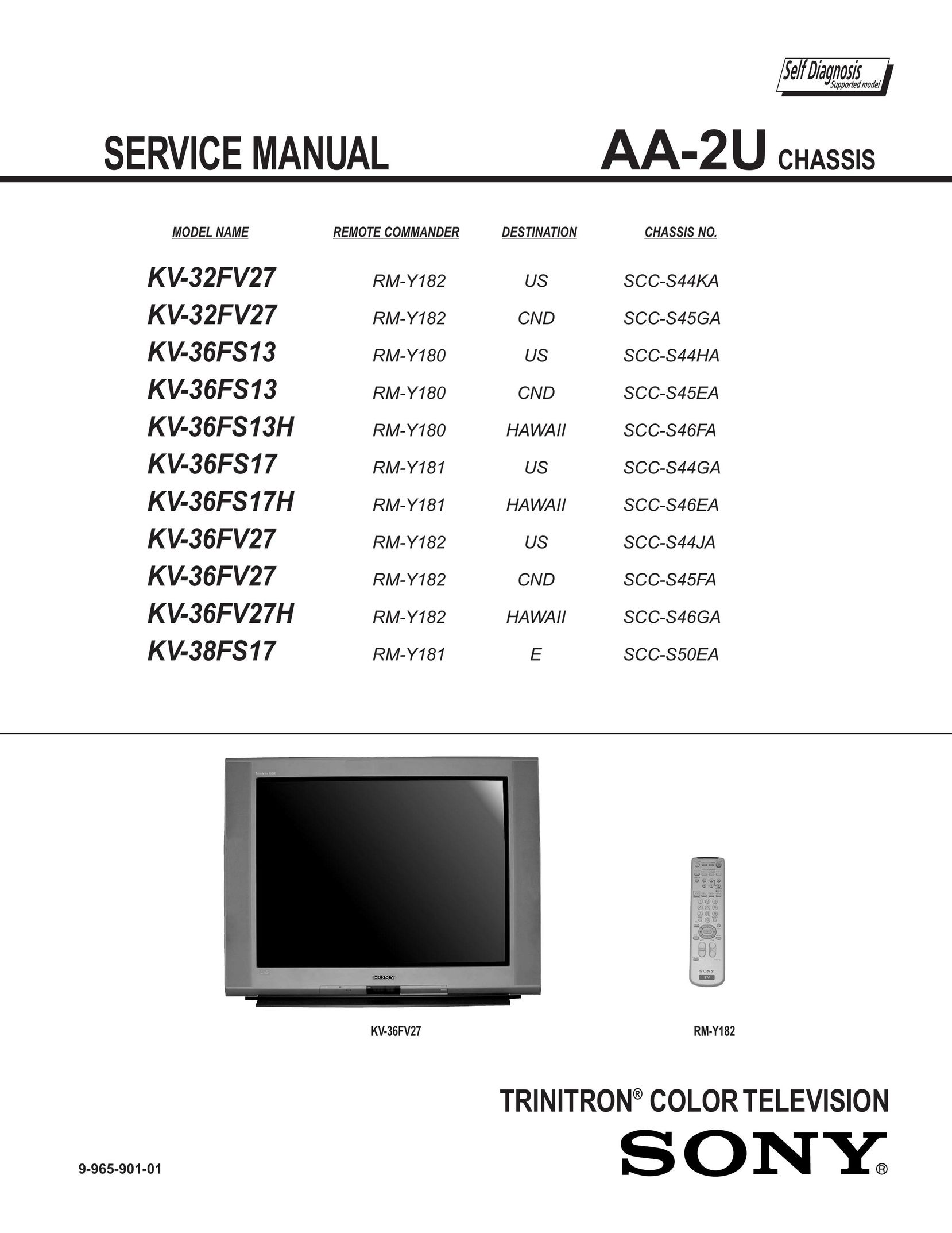 Sony AA-2U CRT Television User Manual