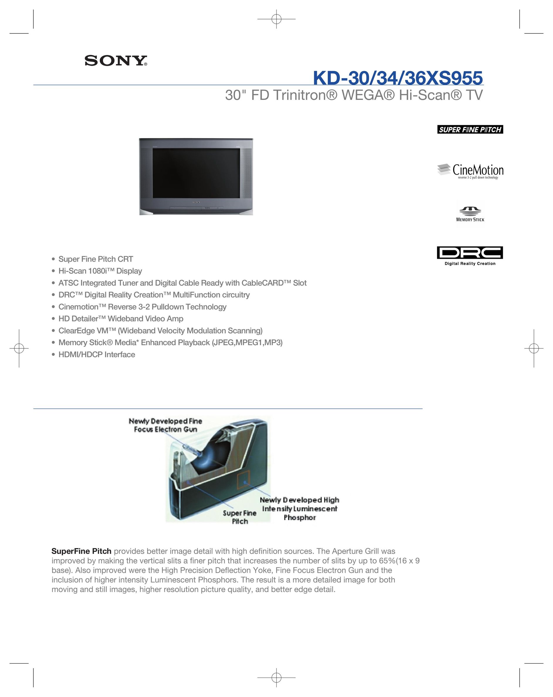 Sony KD-30 CRT Television User Manual