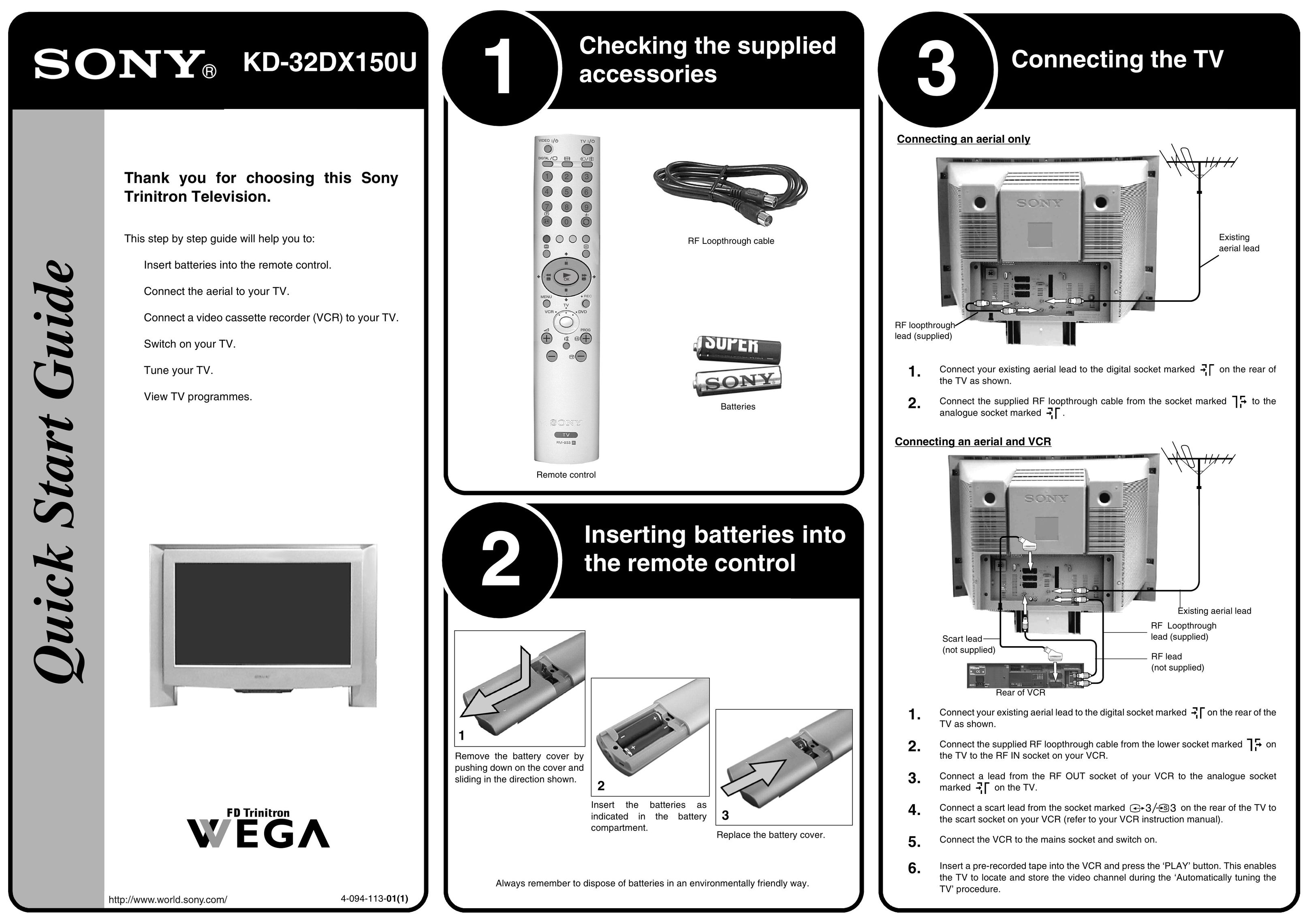 Sony KD-32DX150U CRT Television User Manual