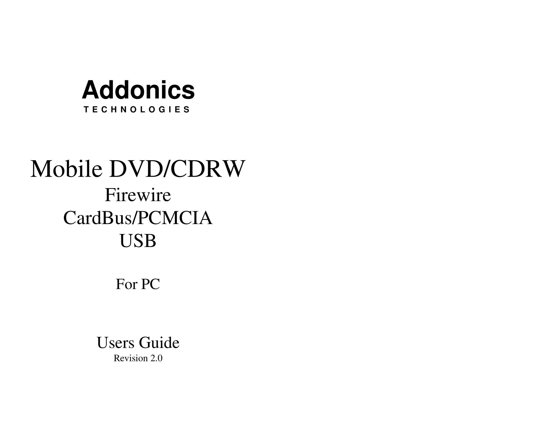 Addonics Technologies Mobile DVD/CDRW DVD Player User Manual