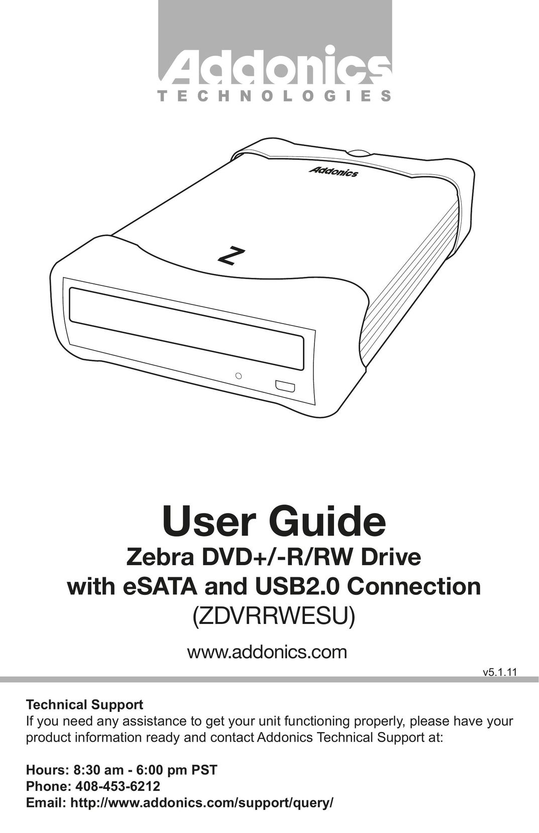 Addonics Technologies ZDVRRWESU DVD Player User Manual
