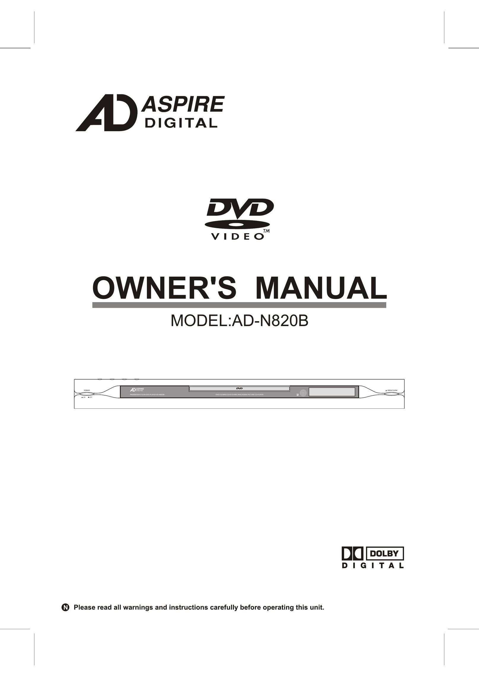 Aspire Digital AD-N820B DVD Player User Manual