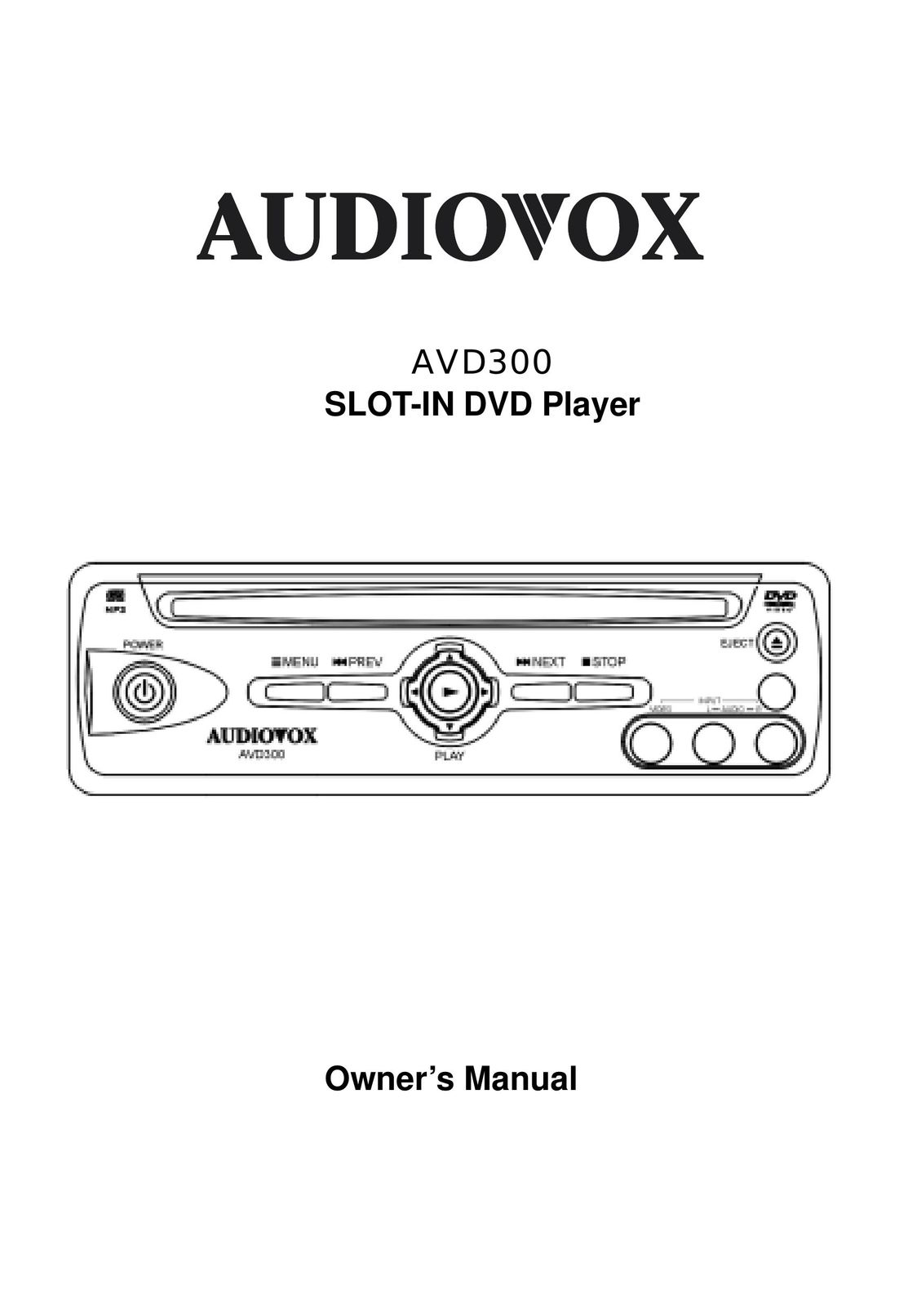Audiovox AVD300 DVD Player User Manual