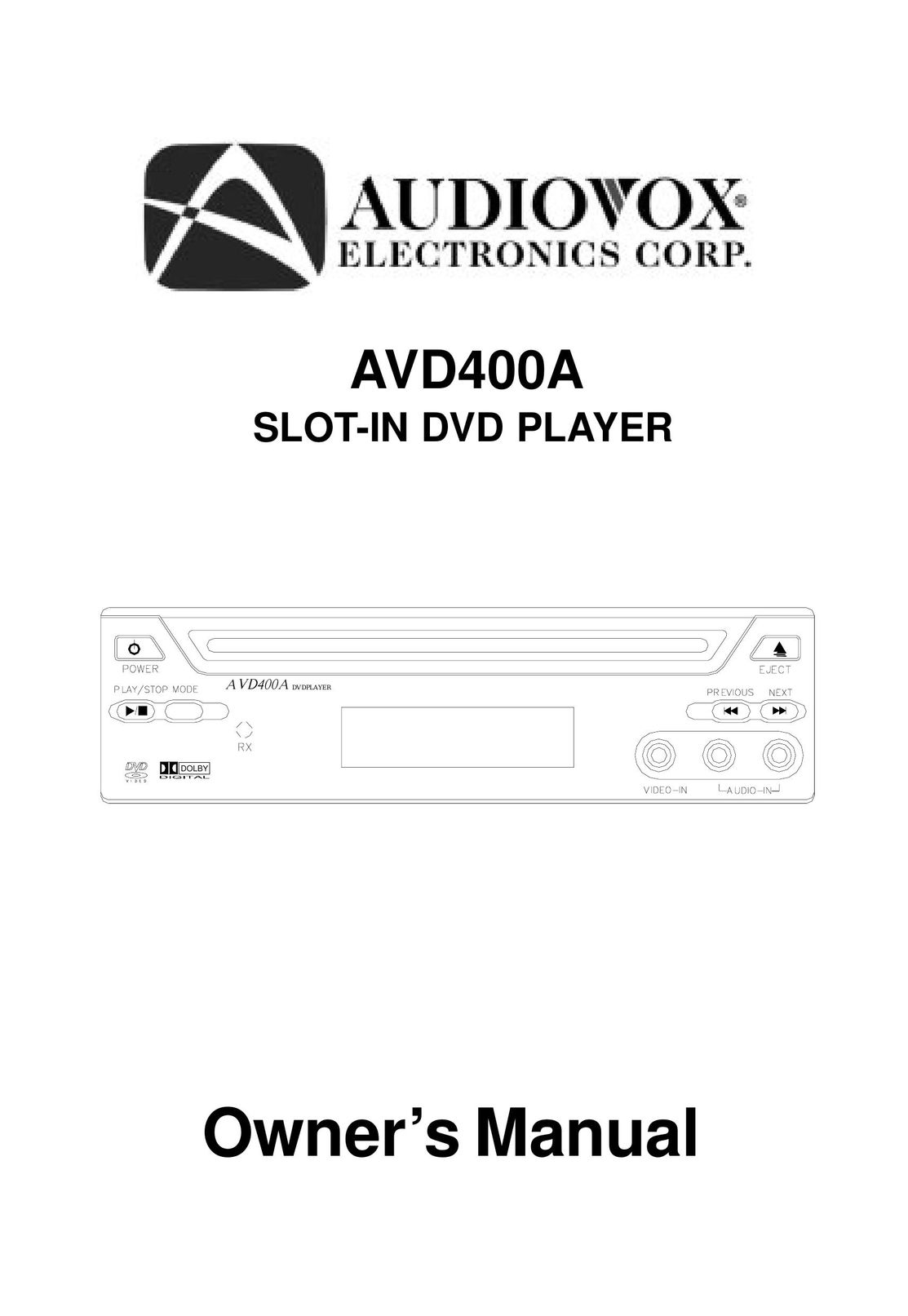 Audiovox AVD400A DVD Player User Manual