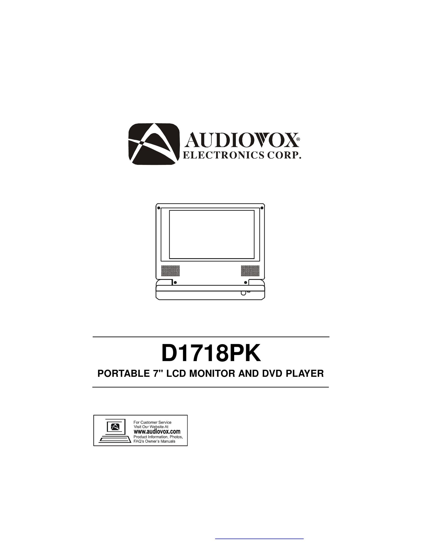 Audiovox D1718PK DVD Player User Manual