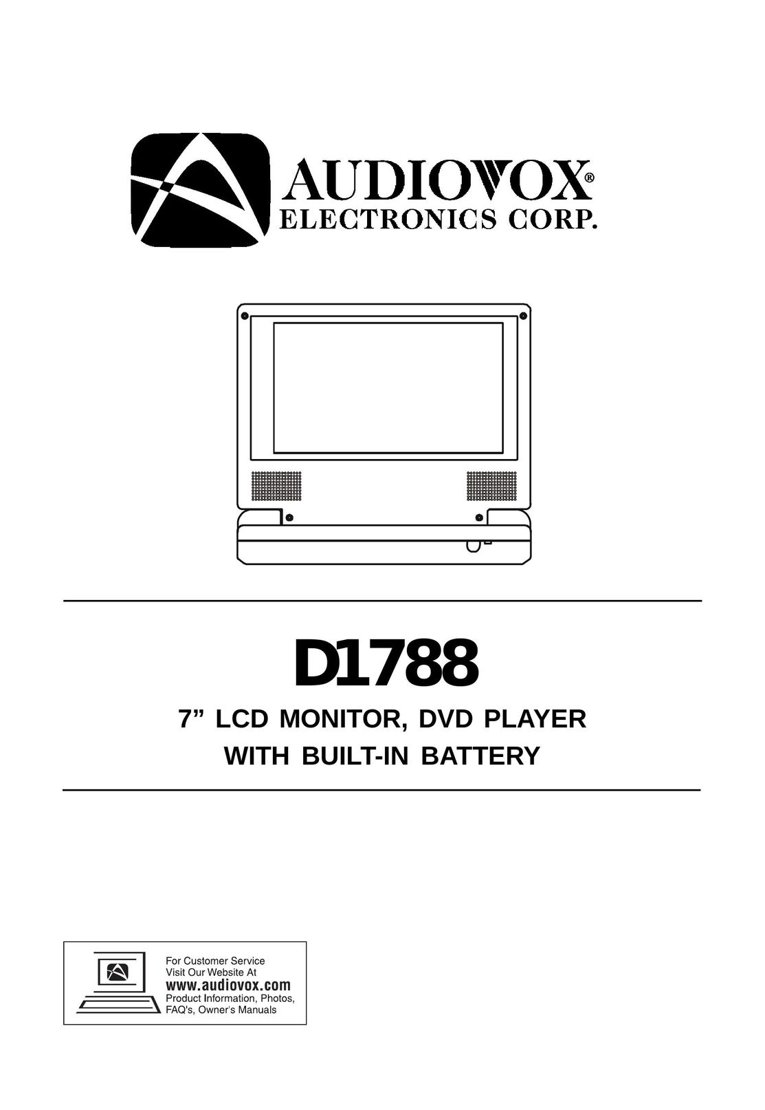 Audiovox D1788 DVD Player User Manual