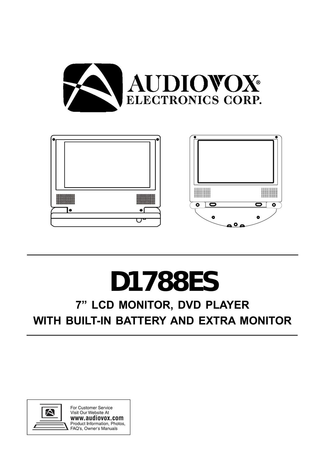Audiovox D1788ES DVD Player User Manual