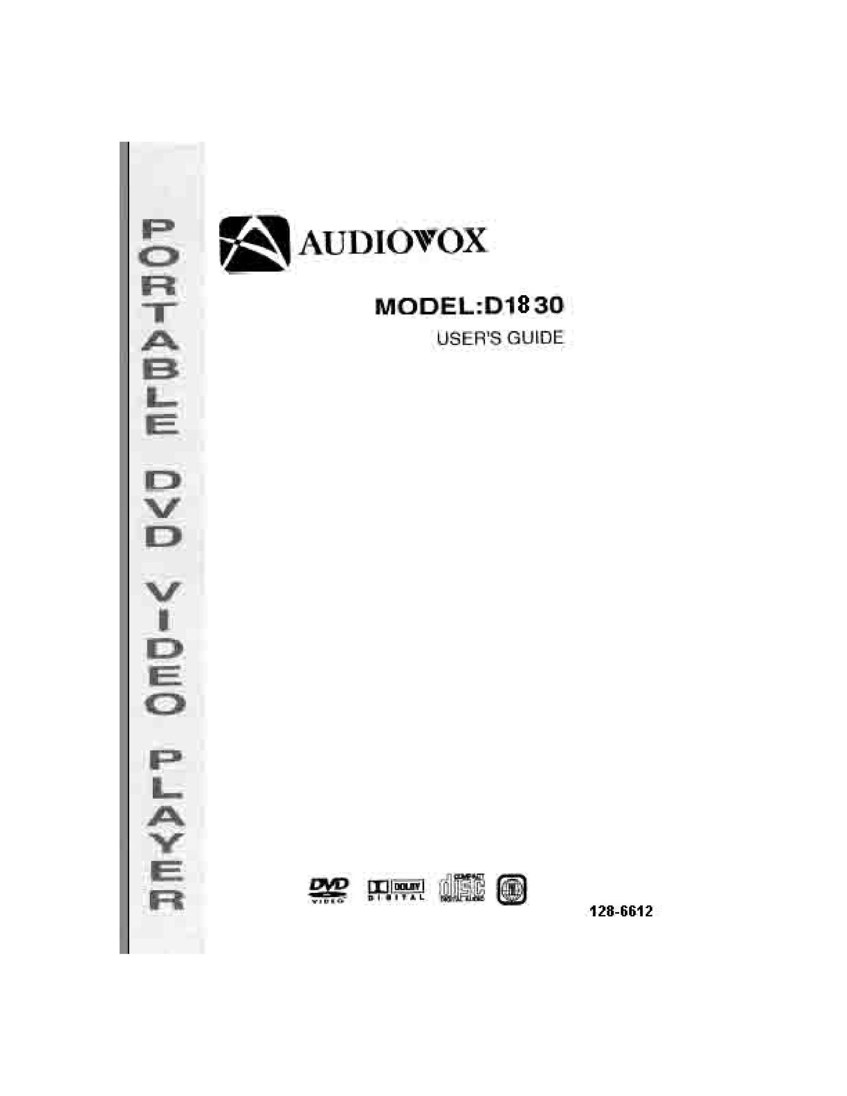 Audiovox D1830 DVD Player User Manual