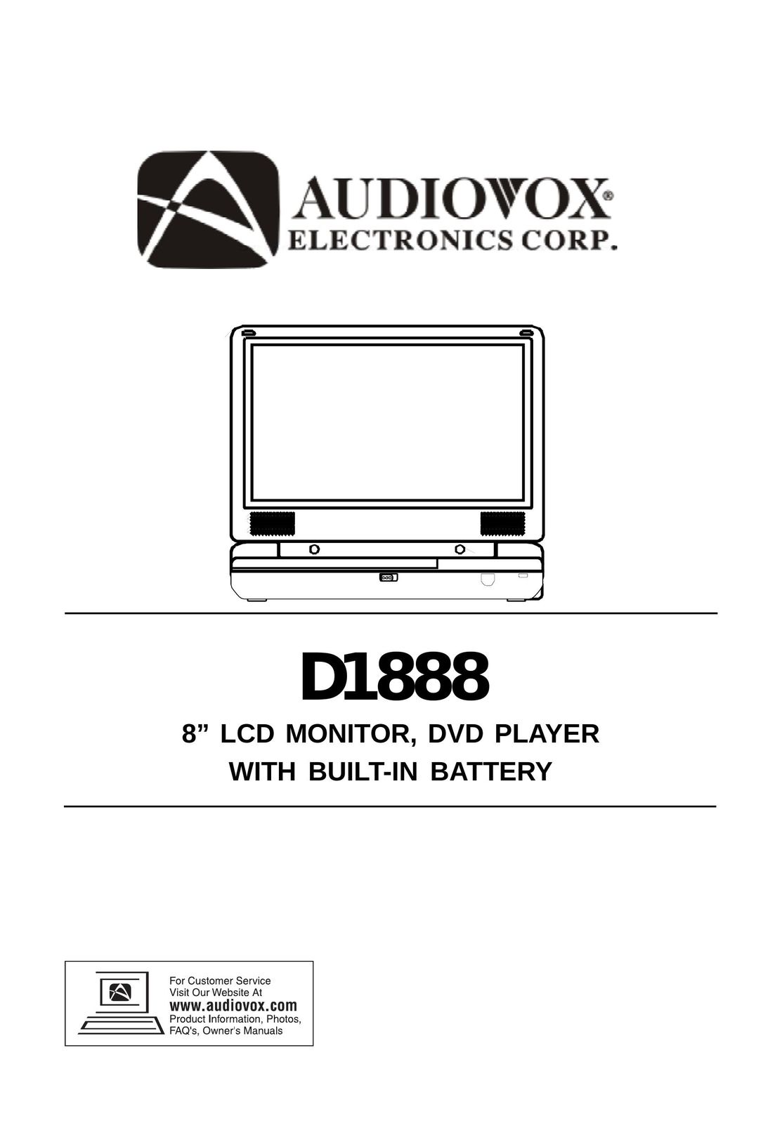 Audiovox D1888 DVD Player User Manual