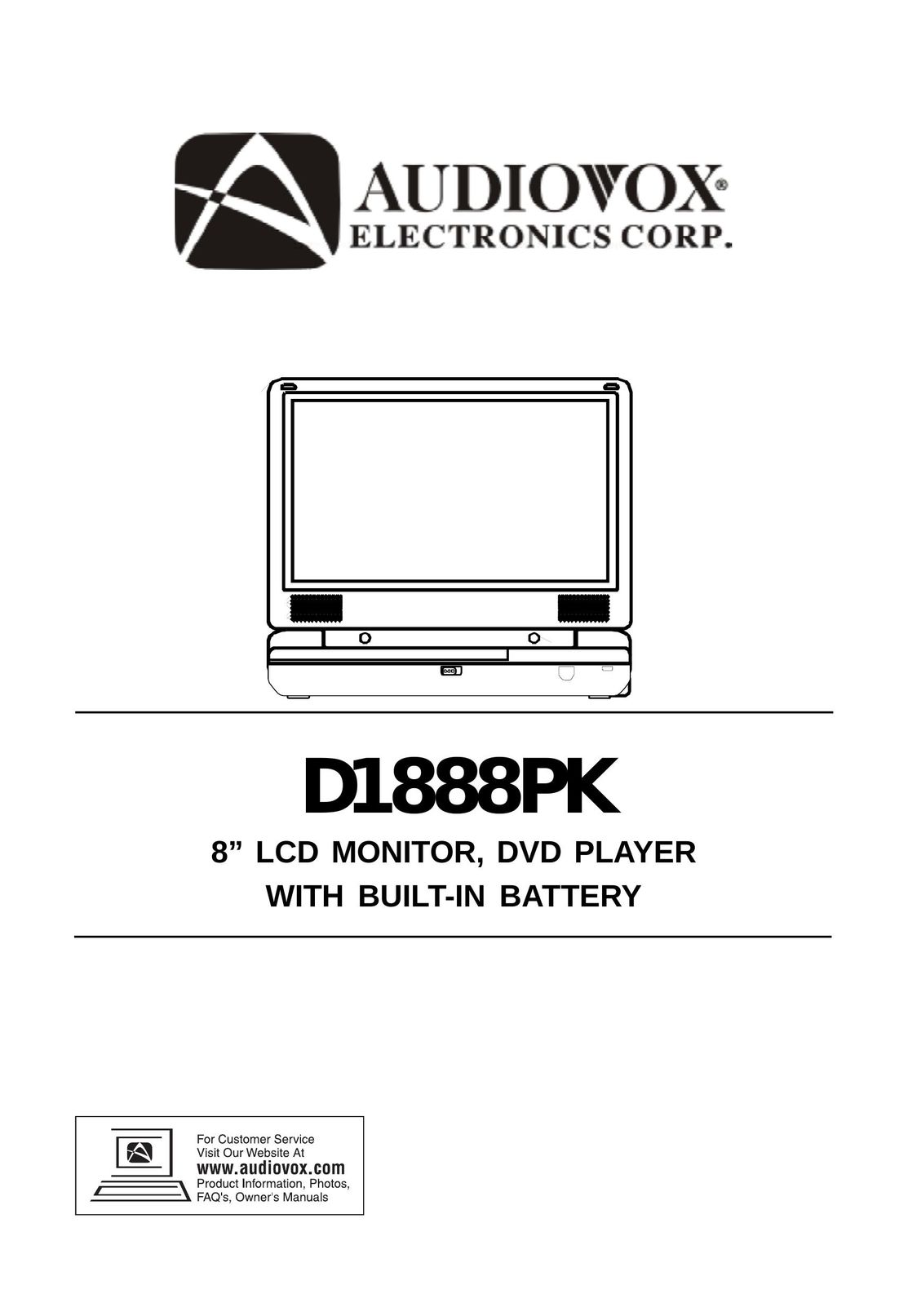 Audiovox D1888PK DVD Player User Manual
