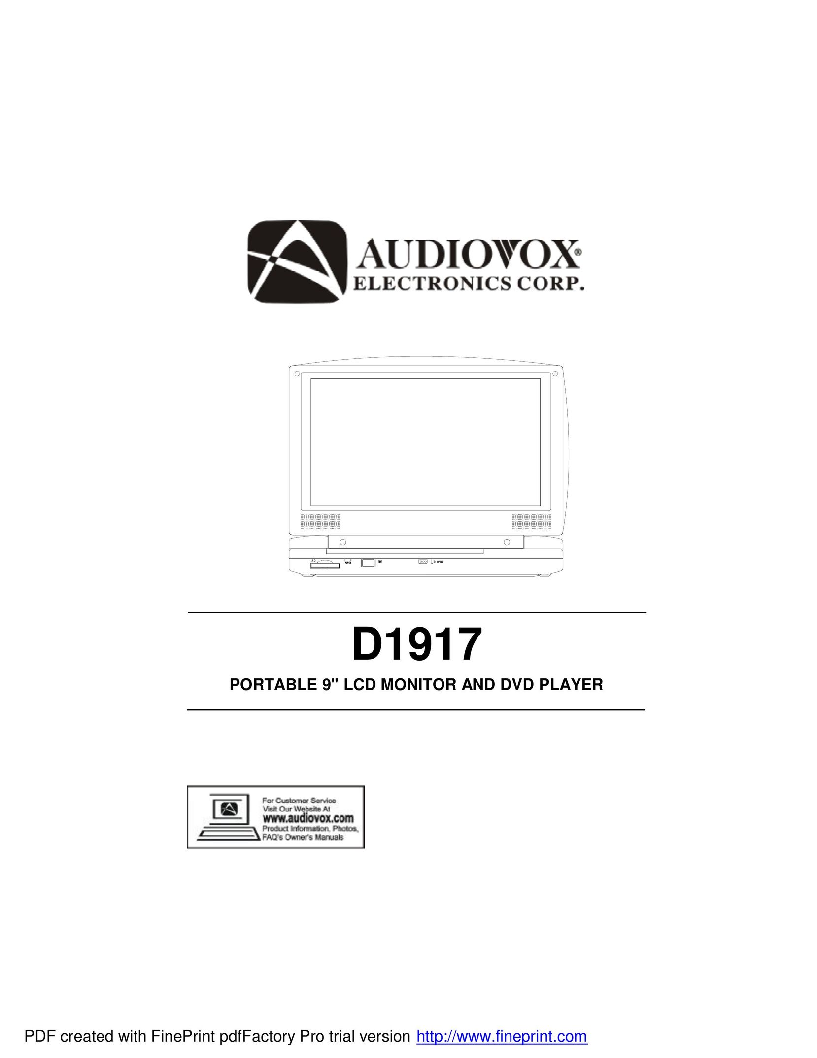 Audiovox D1917 DVD Player User Manual