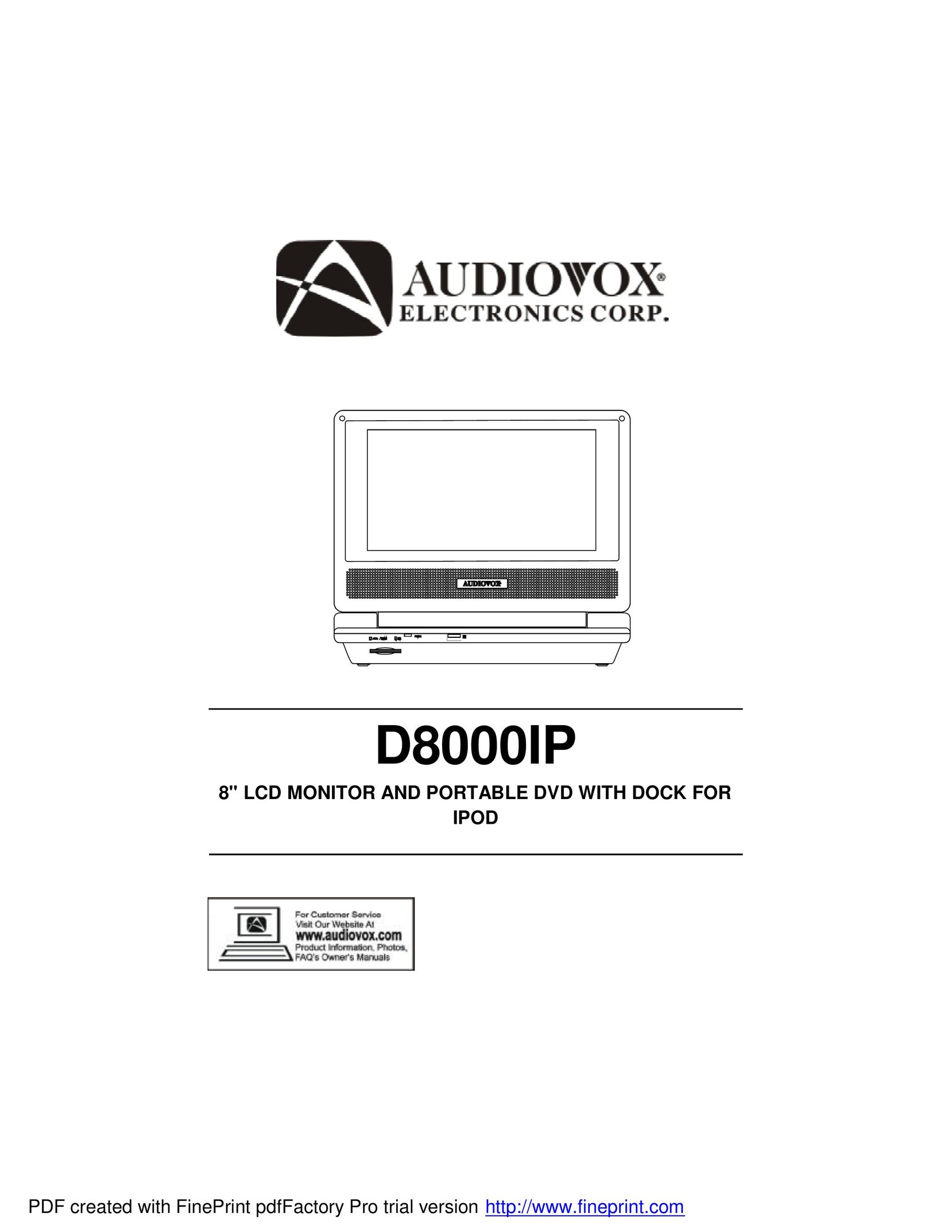 Audiovox D8000IP DVD Player User Manual