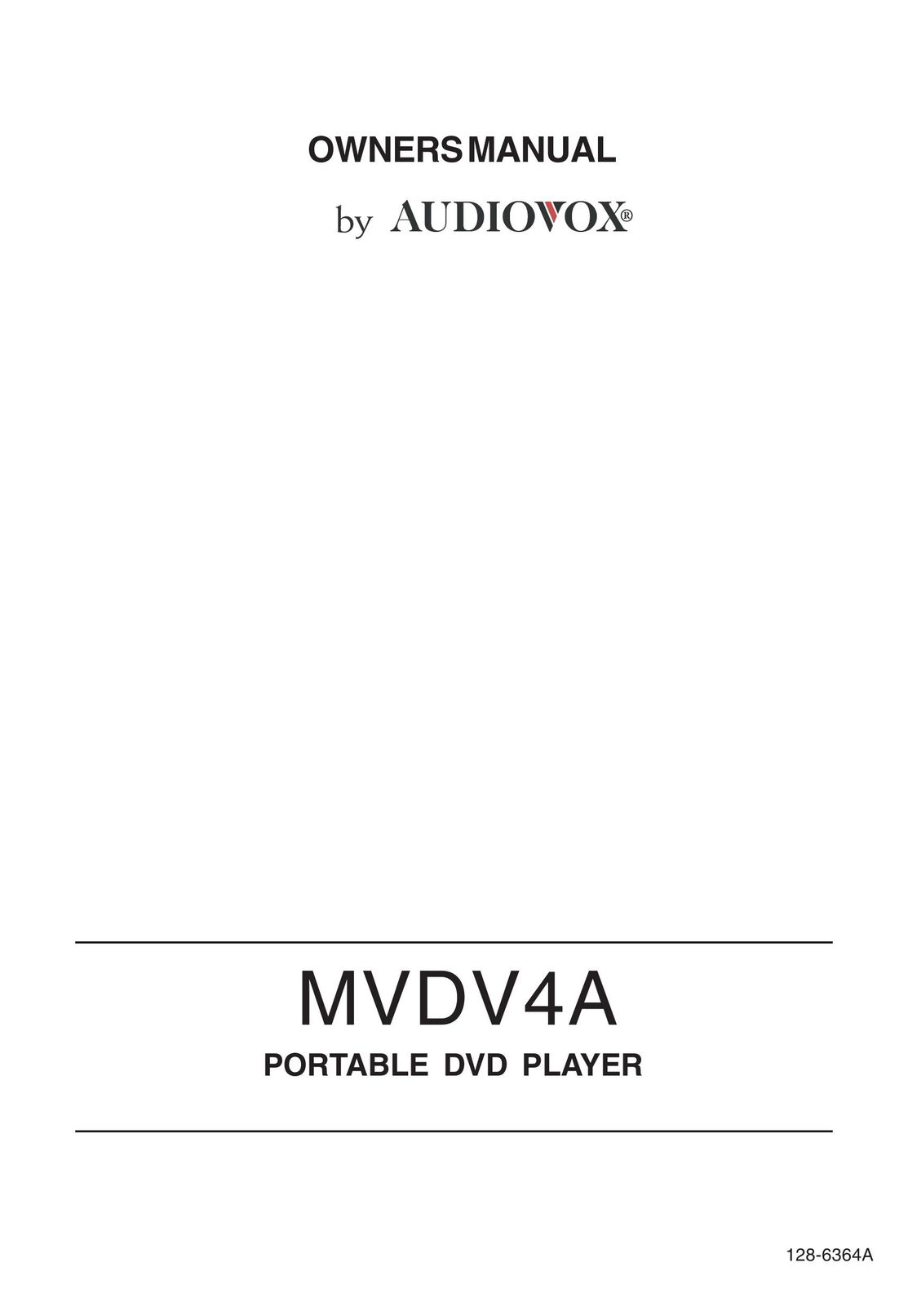 Audiovox MVDV4A DVD Player User Manual