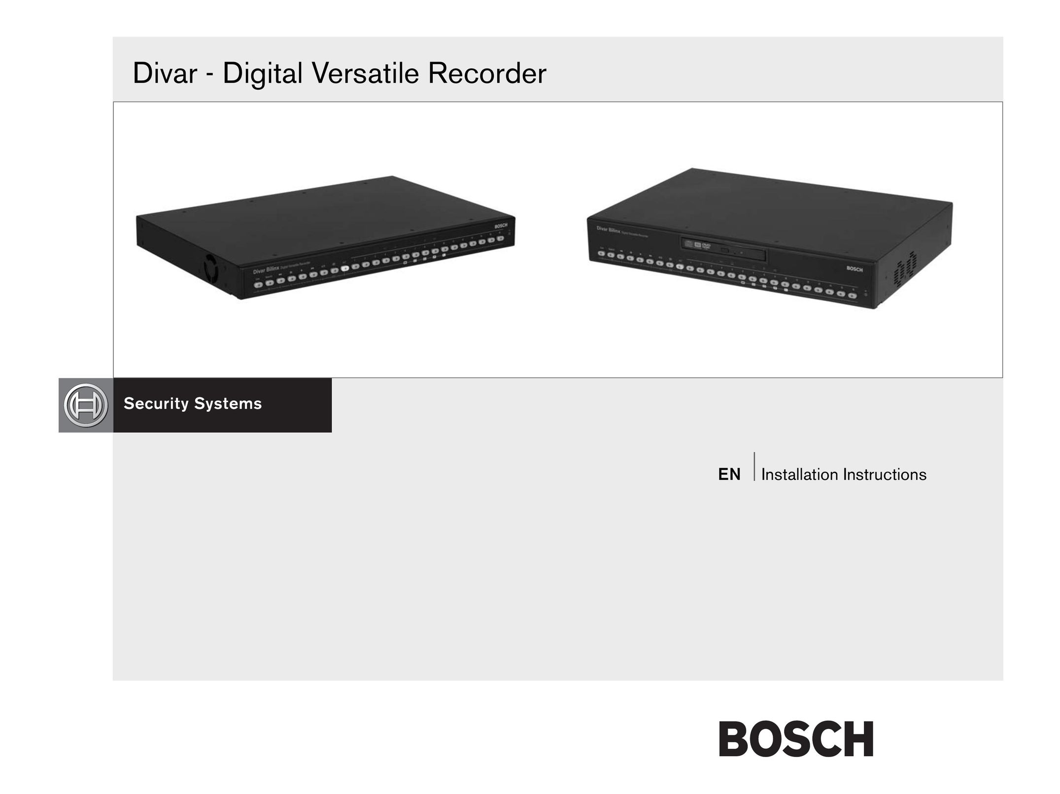 Bosch Appliances Divar -Digital Versatile Recorder DVD Player User Manual