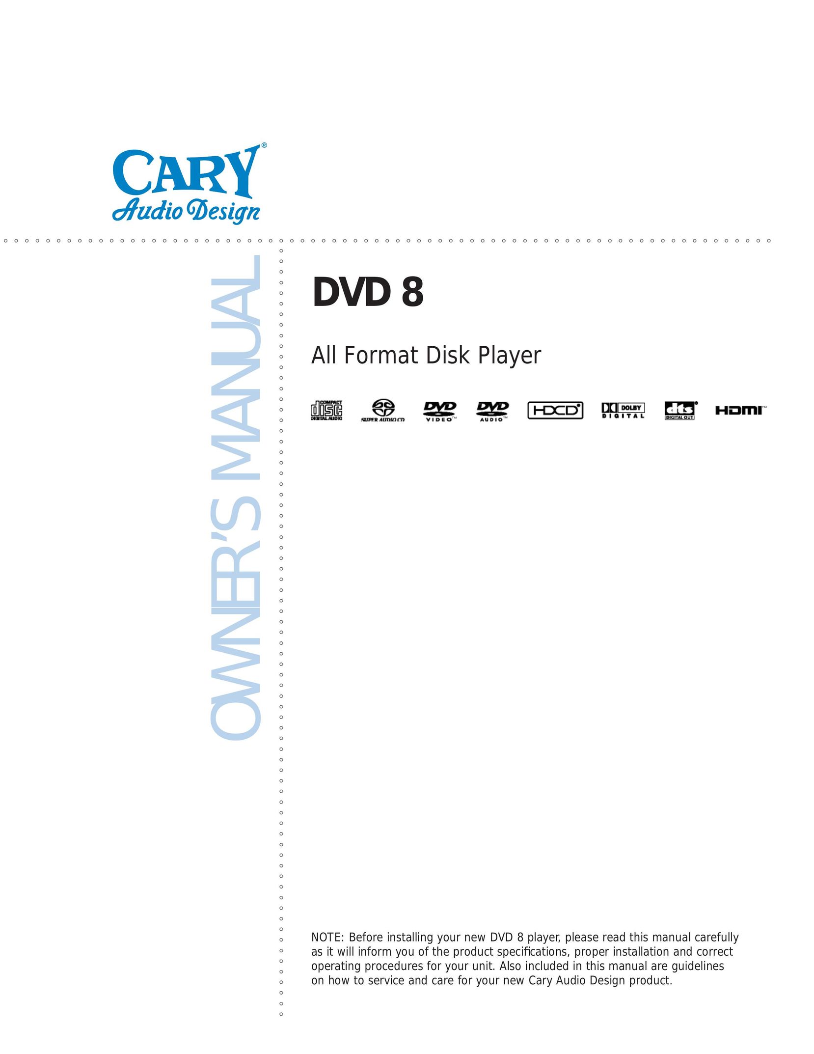 Cary Audio Design DVD 8 DVD Player User Manual