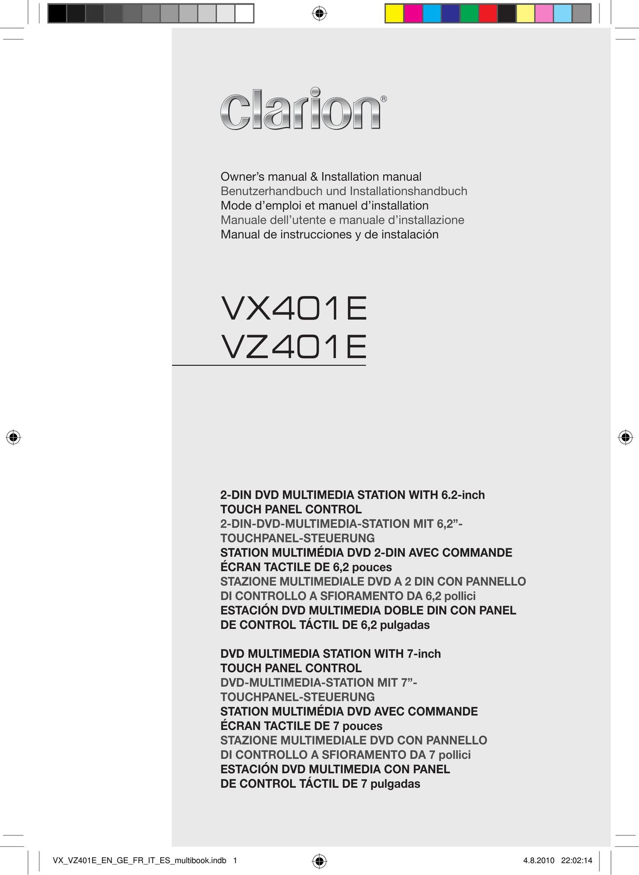Clarion VZ401E DVD Player User Manual