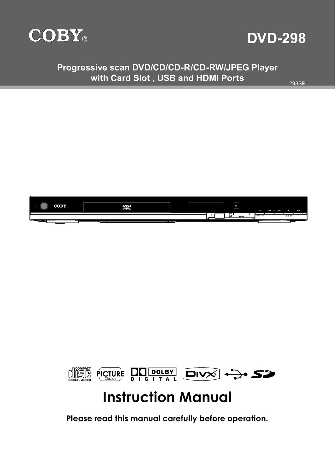 COBY electronic DVD-298 DVD Player User Manual