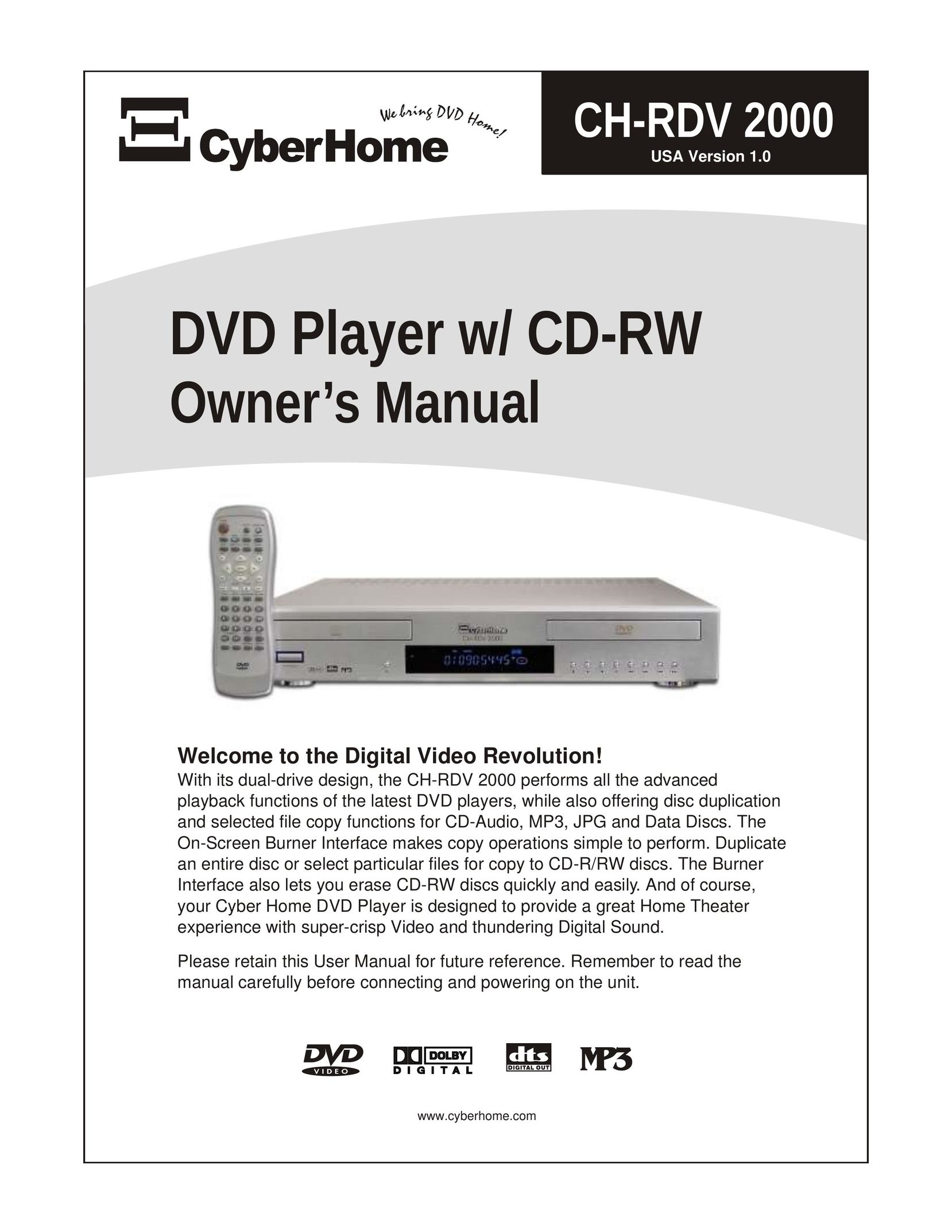 CyberHome Entertainment CH-RDV 2000 DVD Player User Manual