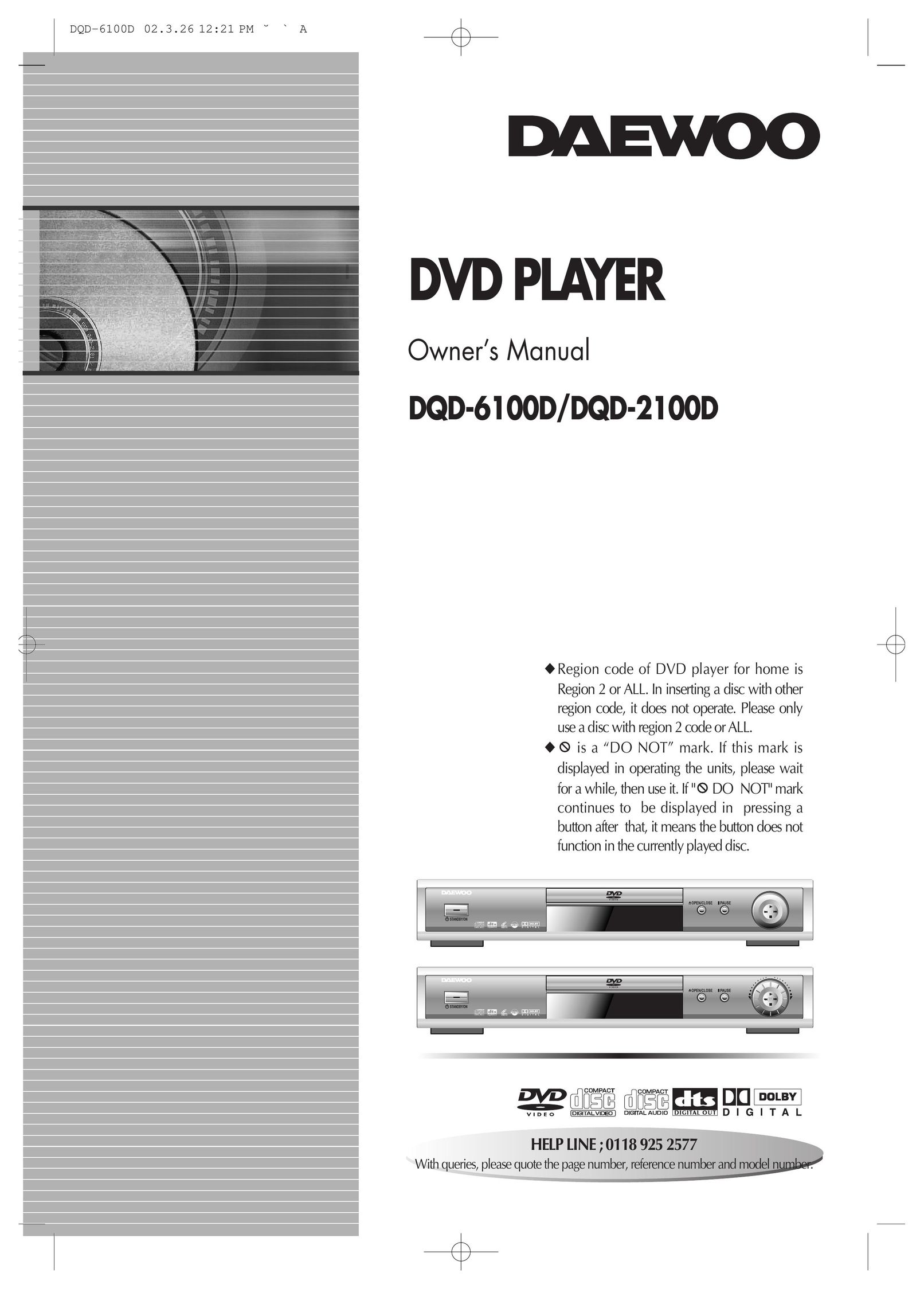 Daewoo dqd-6100d DVD Player User Manual