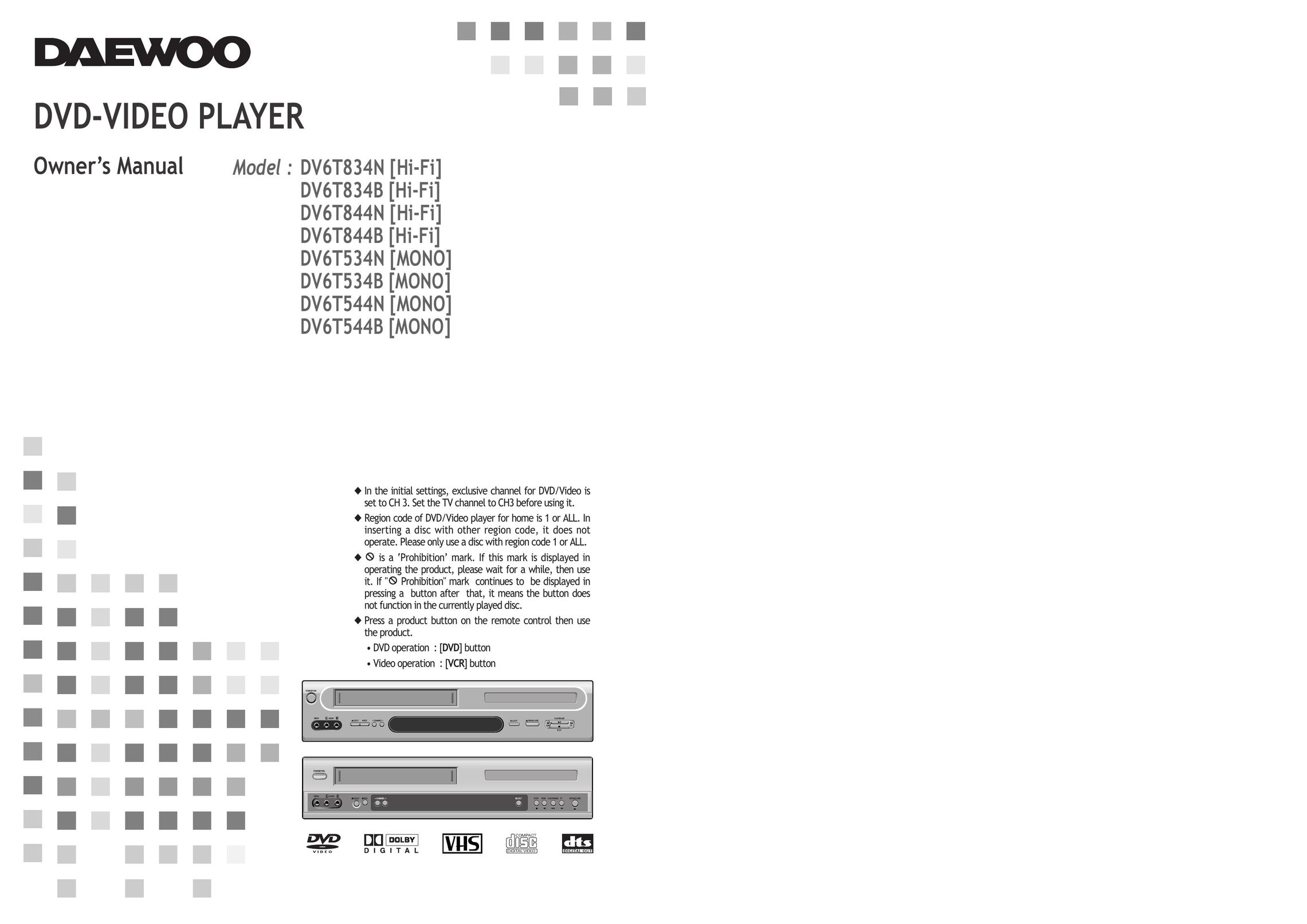 Daewoo DV6T534B DVD Player User Manual