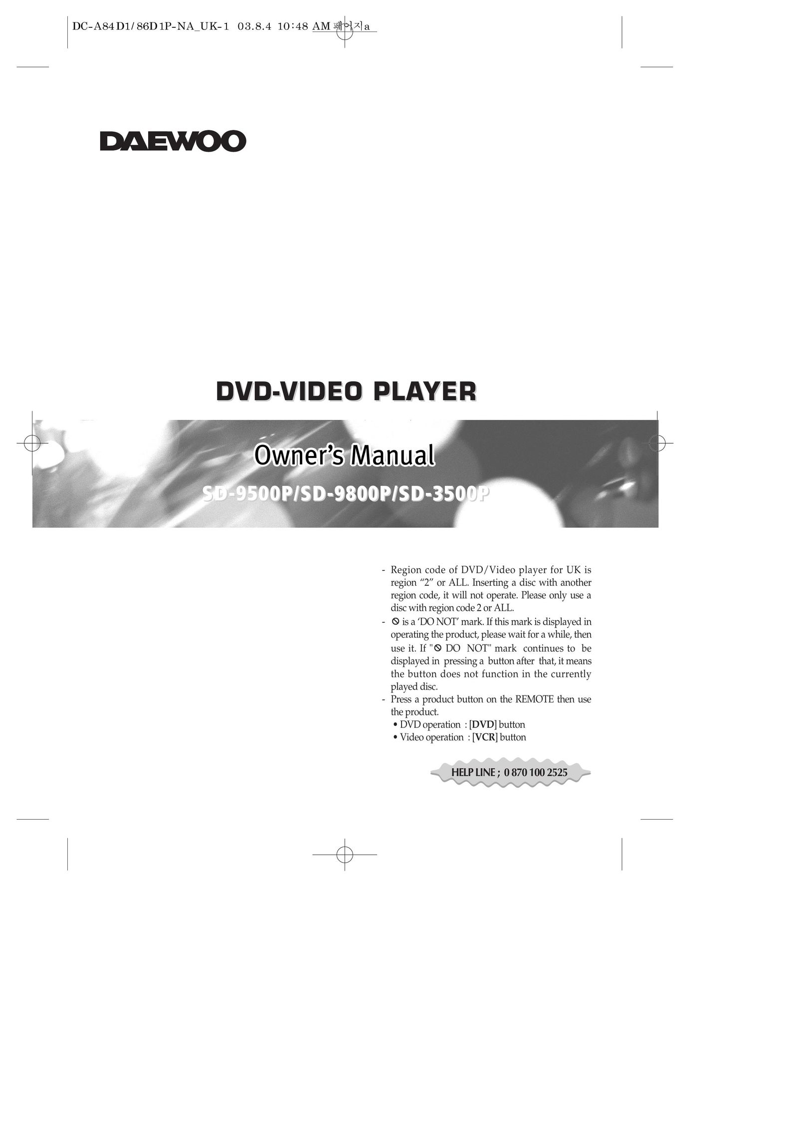 Daewoo SD-3500P DVD Player User Manual