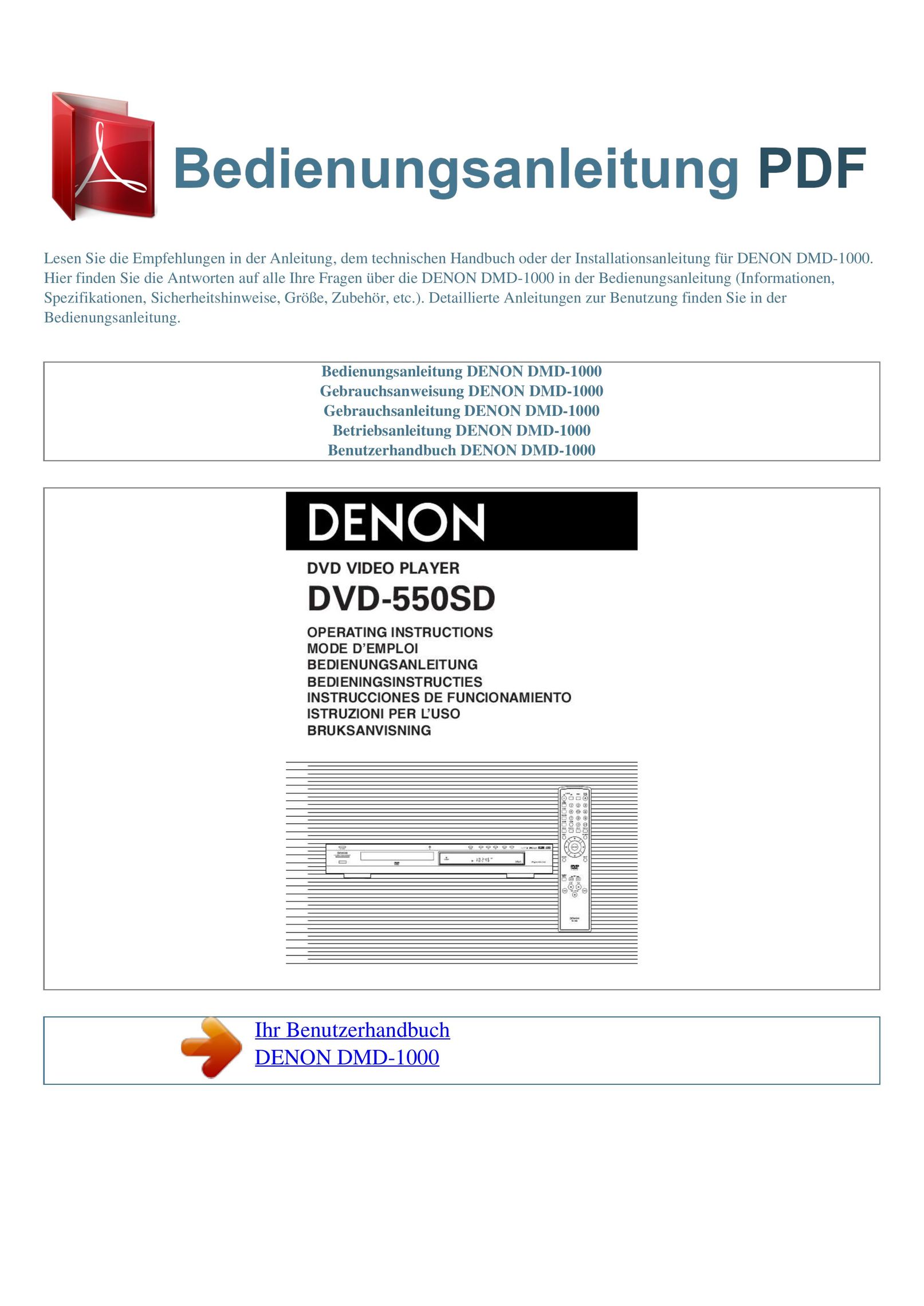 Denon DMD-1000 DVD Player User Manual