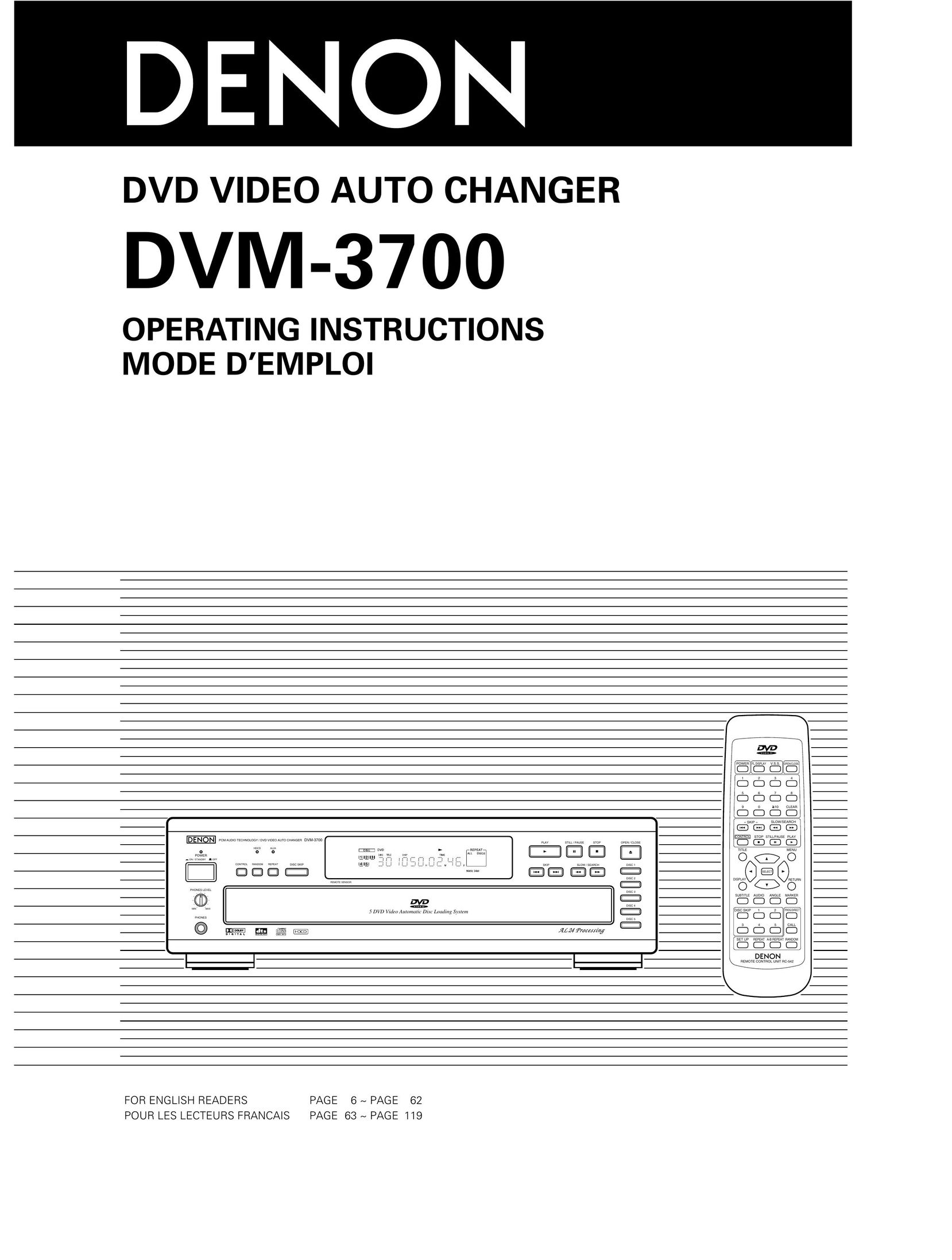 Denon DMV-3700 DVD Player User Manual