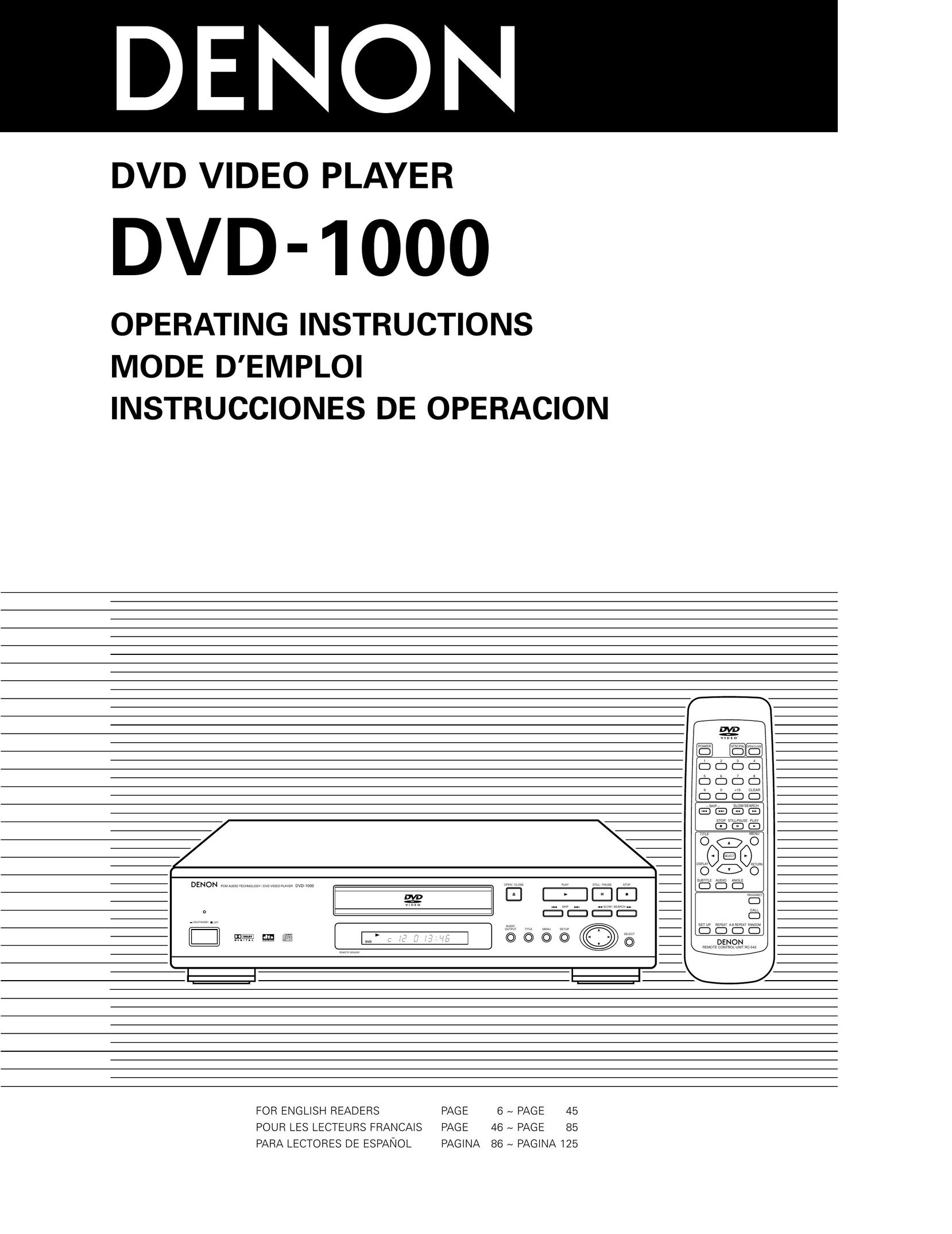 Denon DVD-1000 DVD Player User Manual