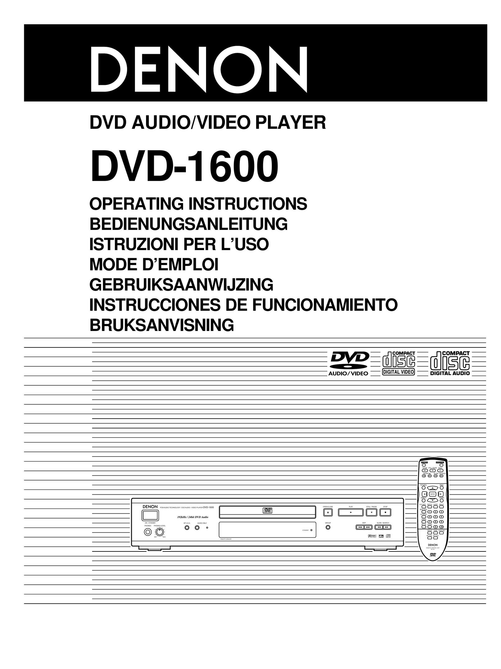 Denon DVD-1600 DVD Player User Manual