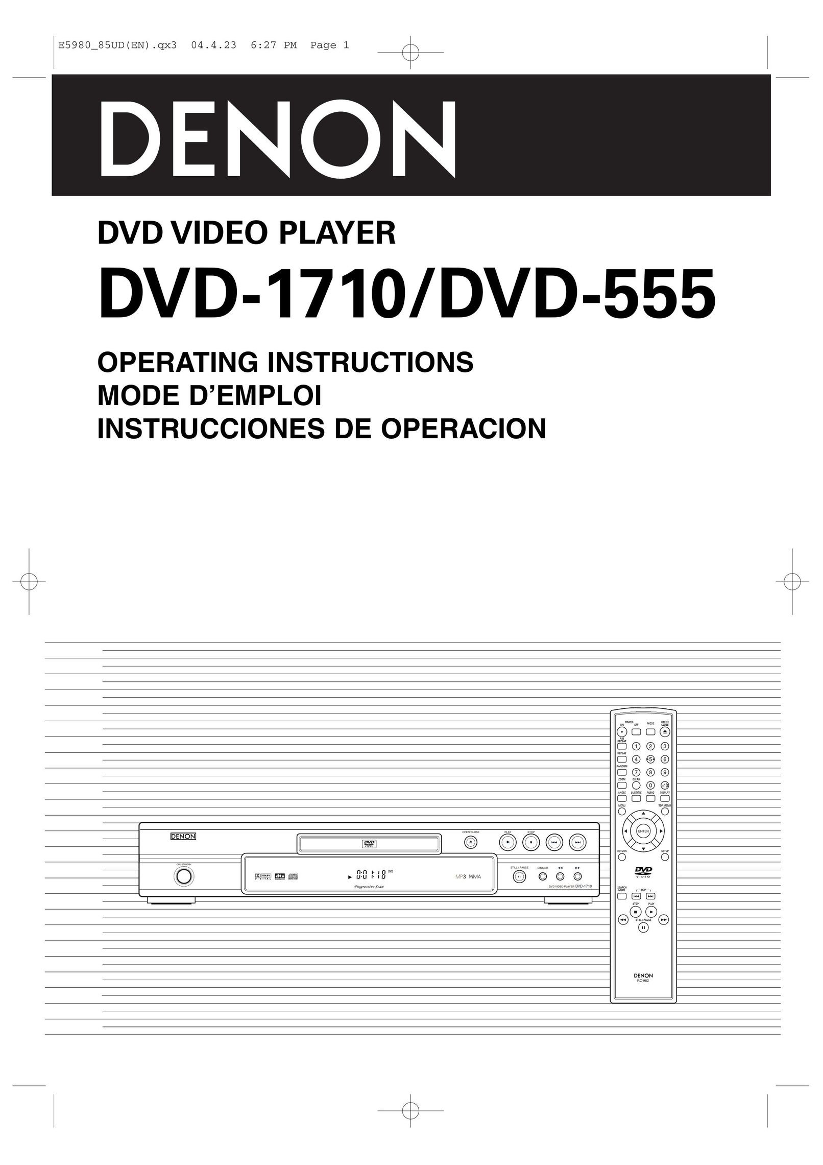 Denon DVD-1710 DVD Player User Manual