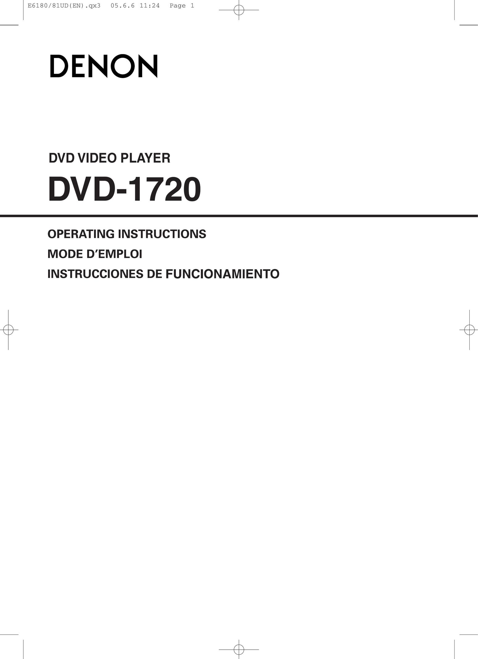 Denon DVD-1720 DVD Player User Manual