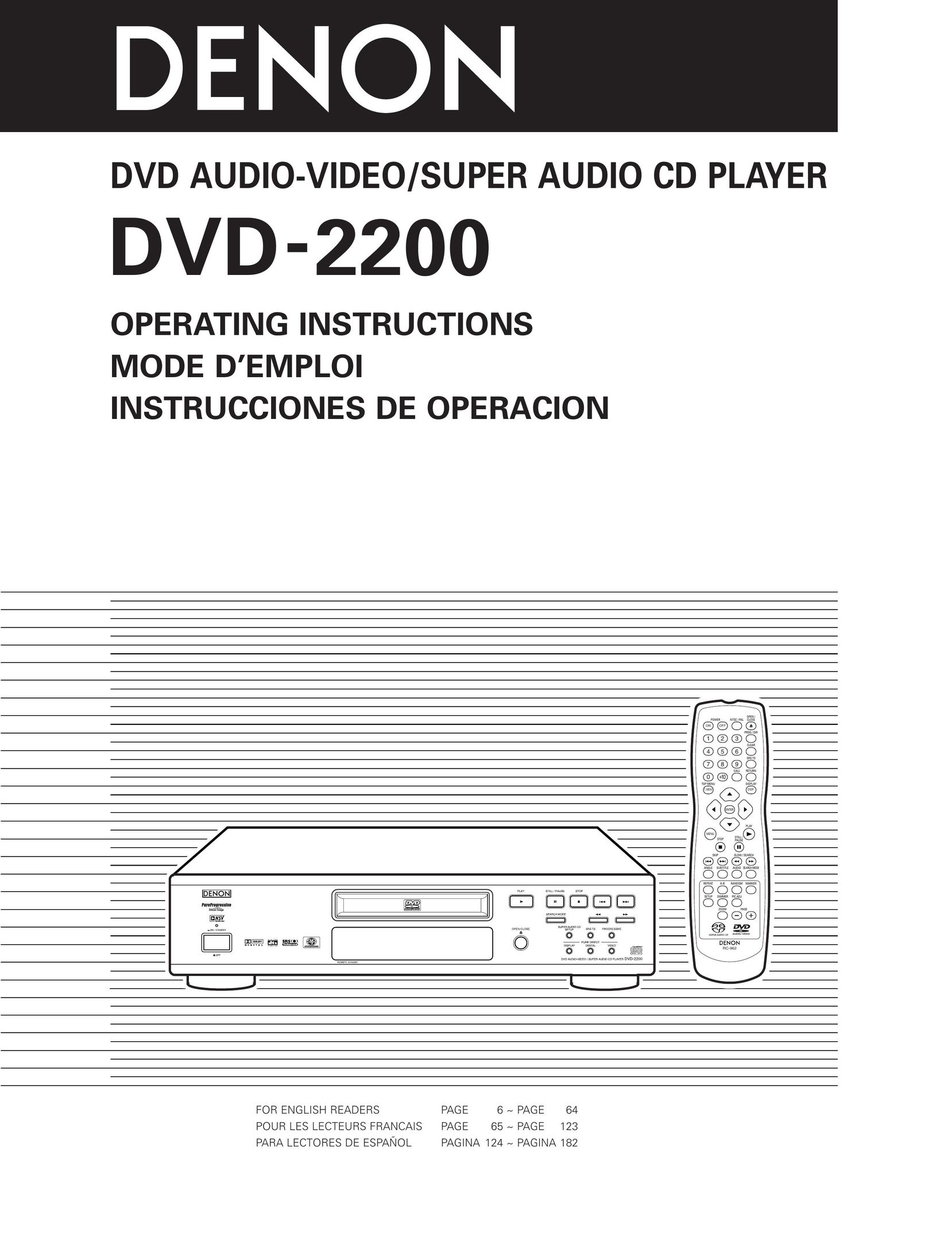 Denon DVD-2200 DVD Player User Manual